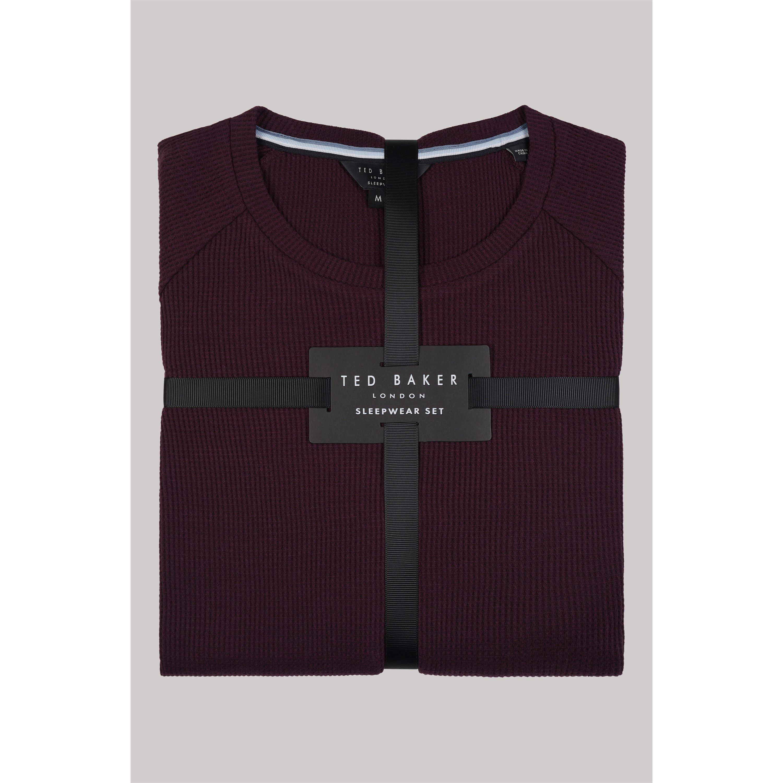 Maroon - Ted Baker - Ted Baker Waffle Long Sleeve Top & Jogger Set - 4