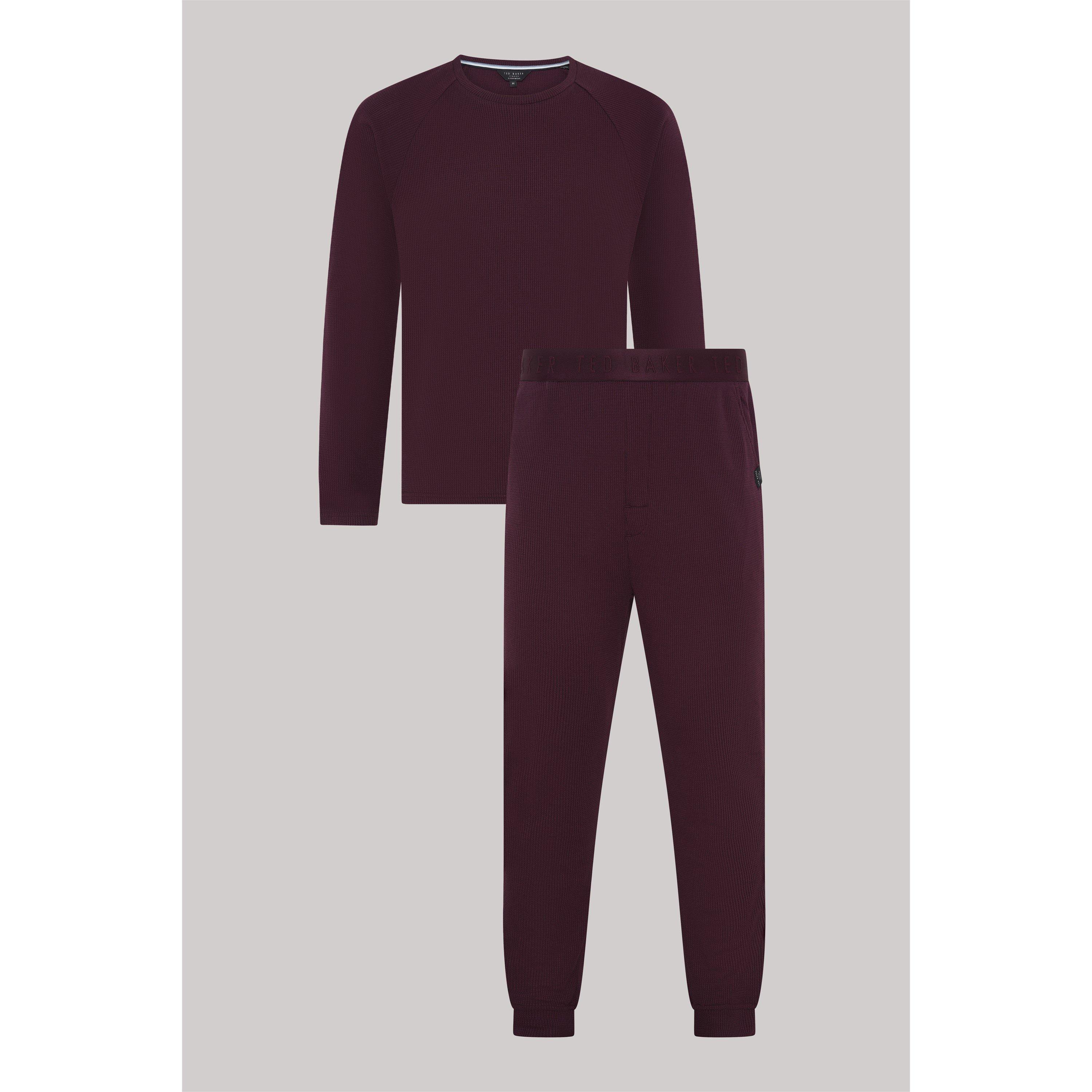 Maroon - Ted Baker - Ted Baker Waffle Long Sleeve Top & Jogger Set - 6