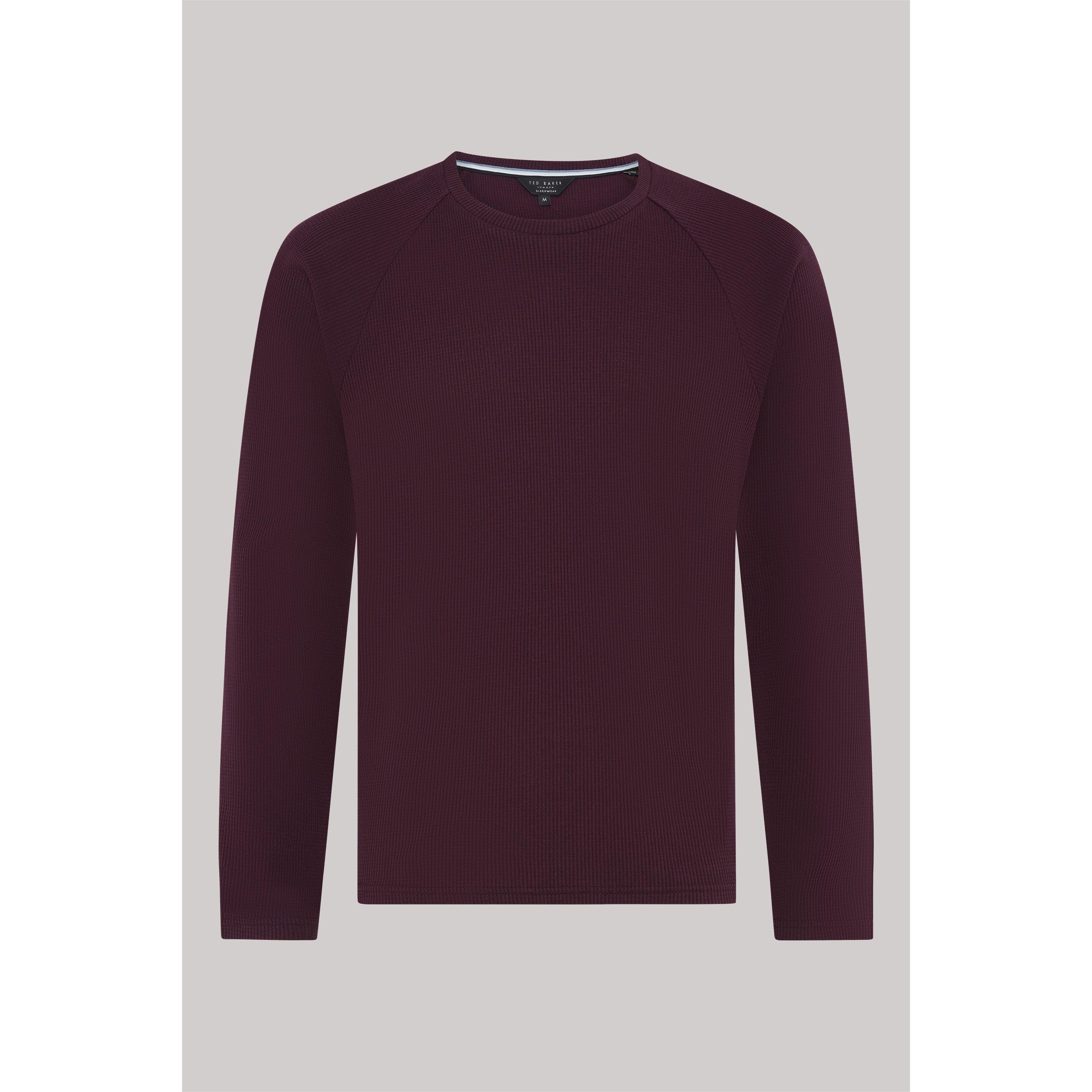 Maroon - Ted Baker - Ted Baker Waffle Long Sleeve Top & Jogger Set - 7
