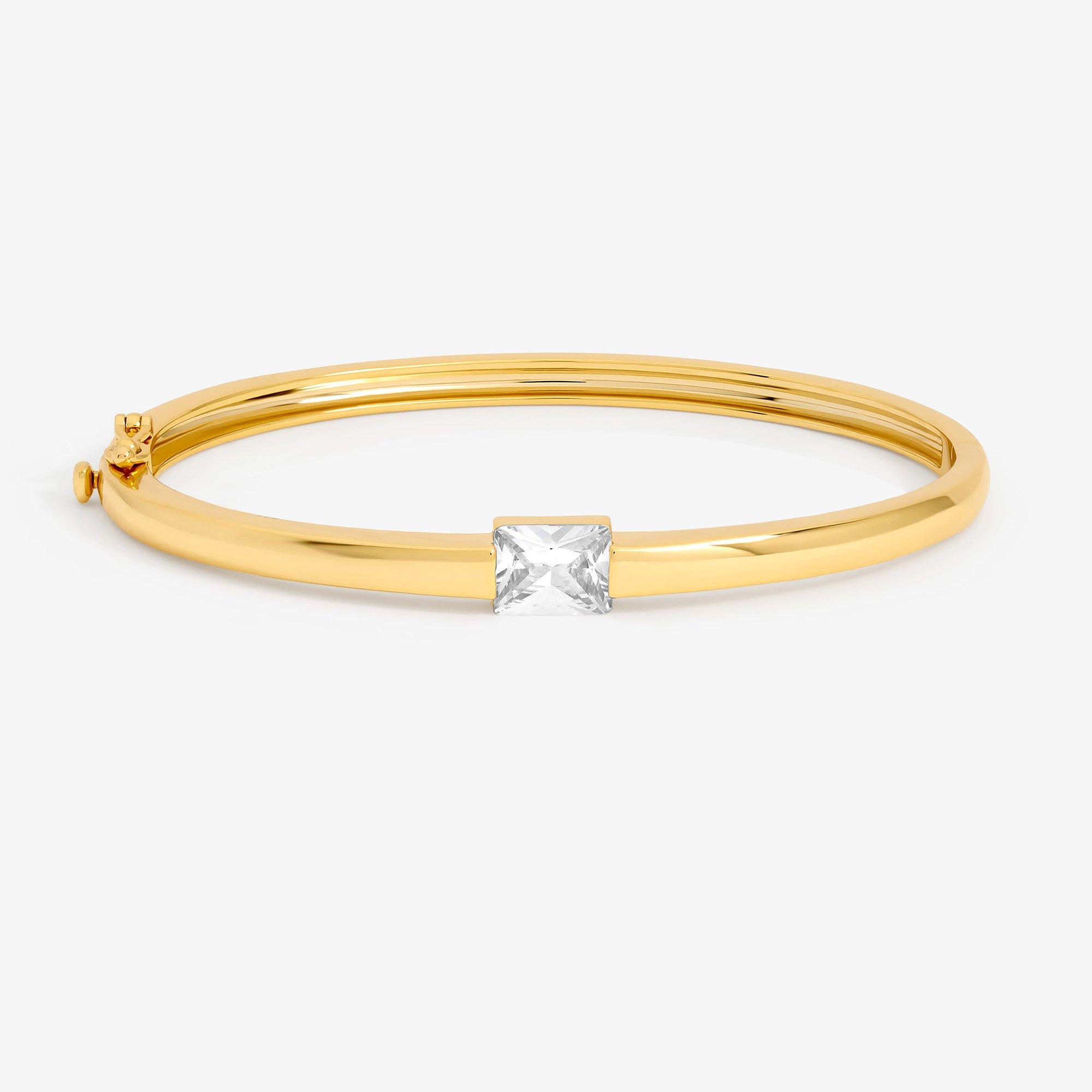 Gold - Jon Richard - 14K Gold Plated and Cubic Zirconia Stone Bangle - 1