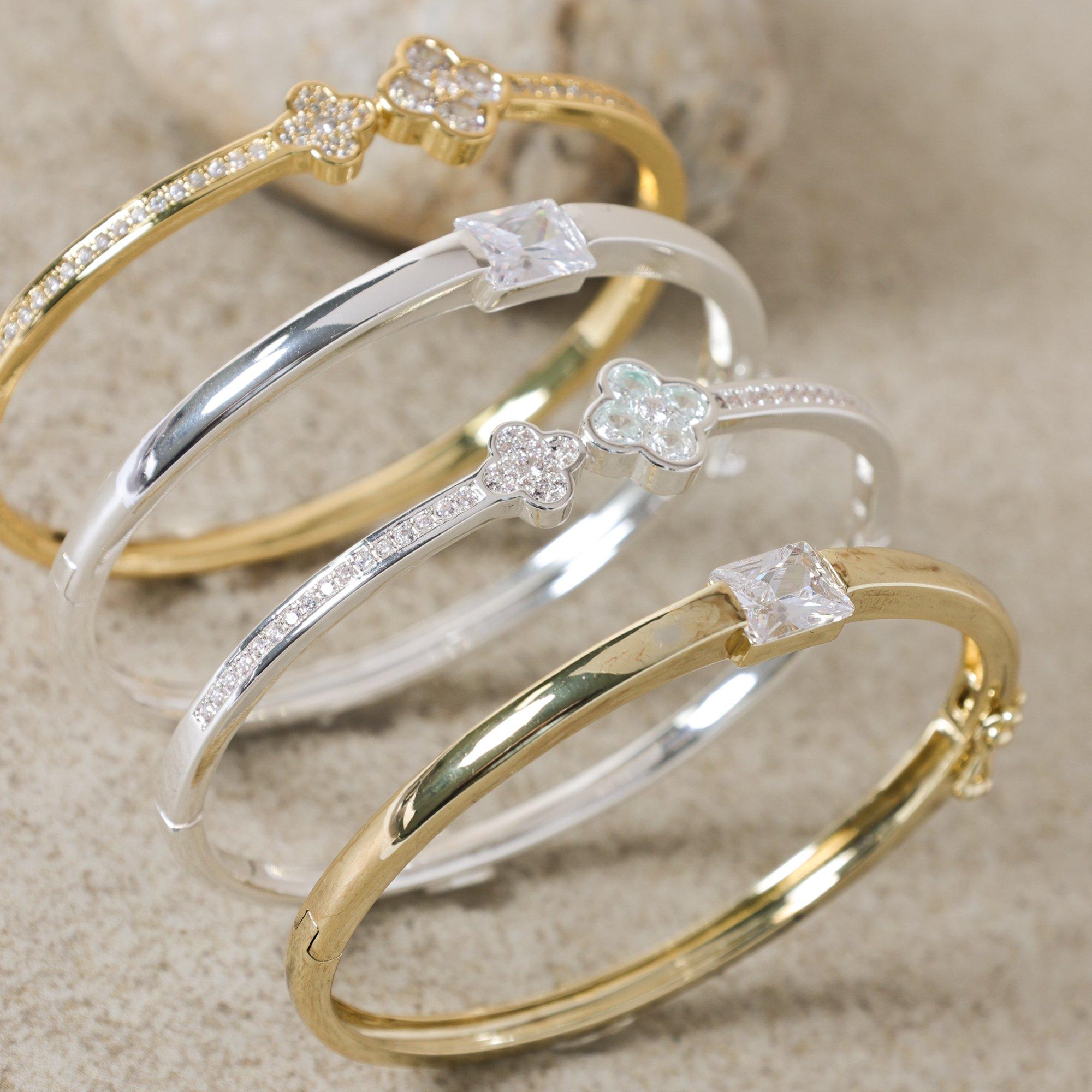 Gold - Jon Richard - 14K Gold Plated and Cubic Zirconia Stone Bangle - 4