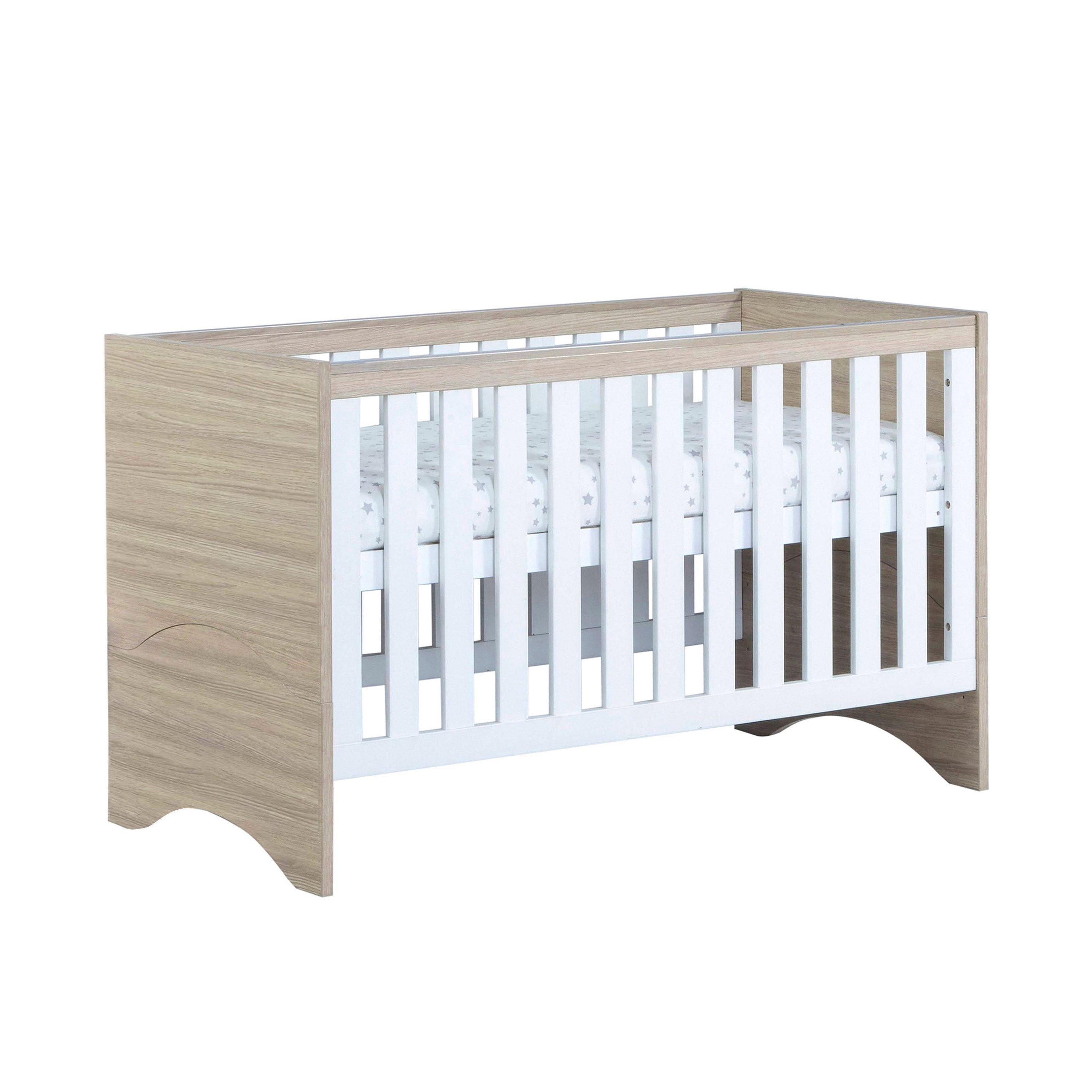 Oak White - Babymore - Babymore Veni Cot Bed - White Oak - 1