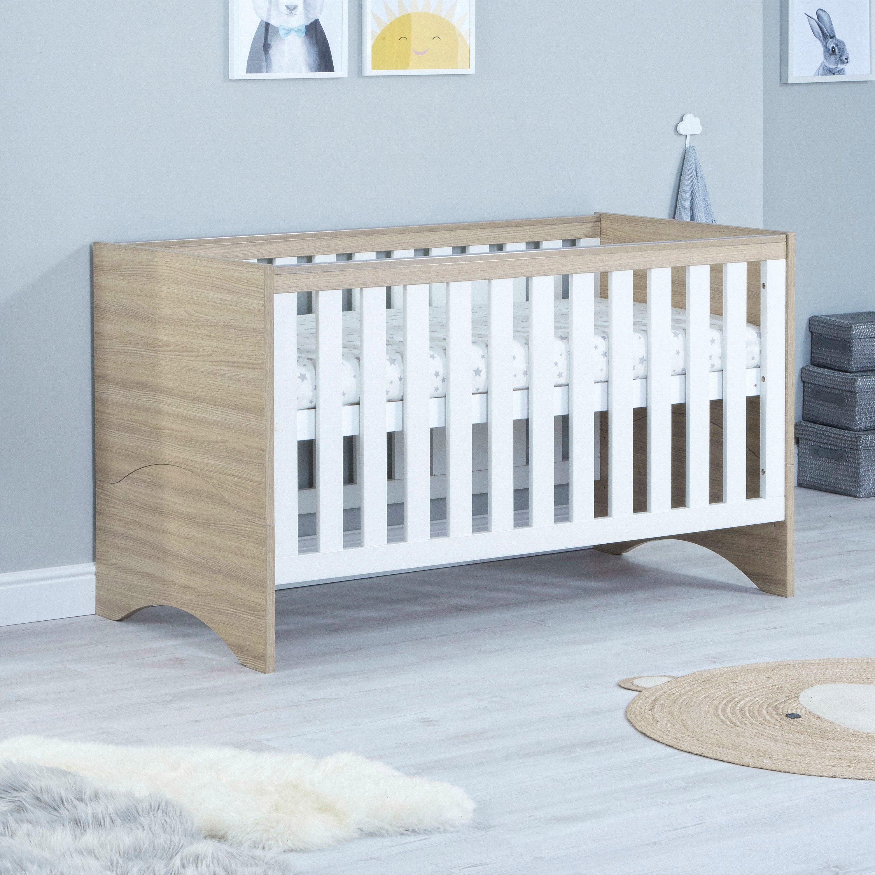 Oak White - Babymore - Babymore Veni Cot Bed - White Oak - 2