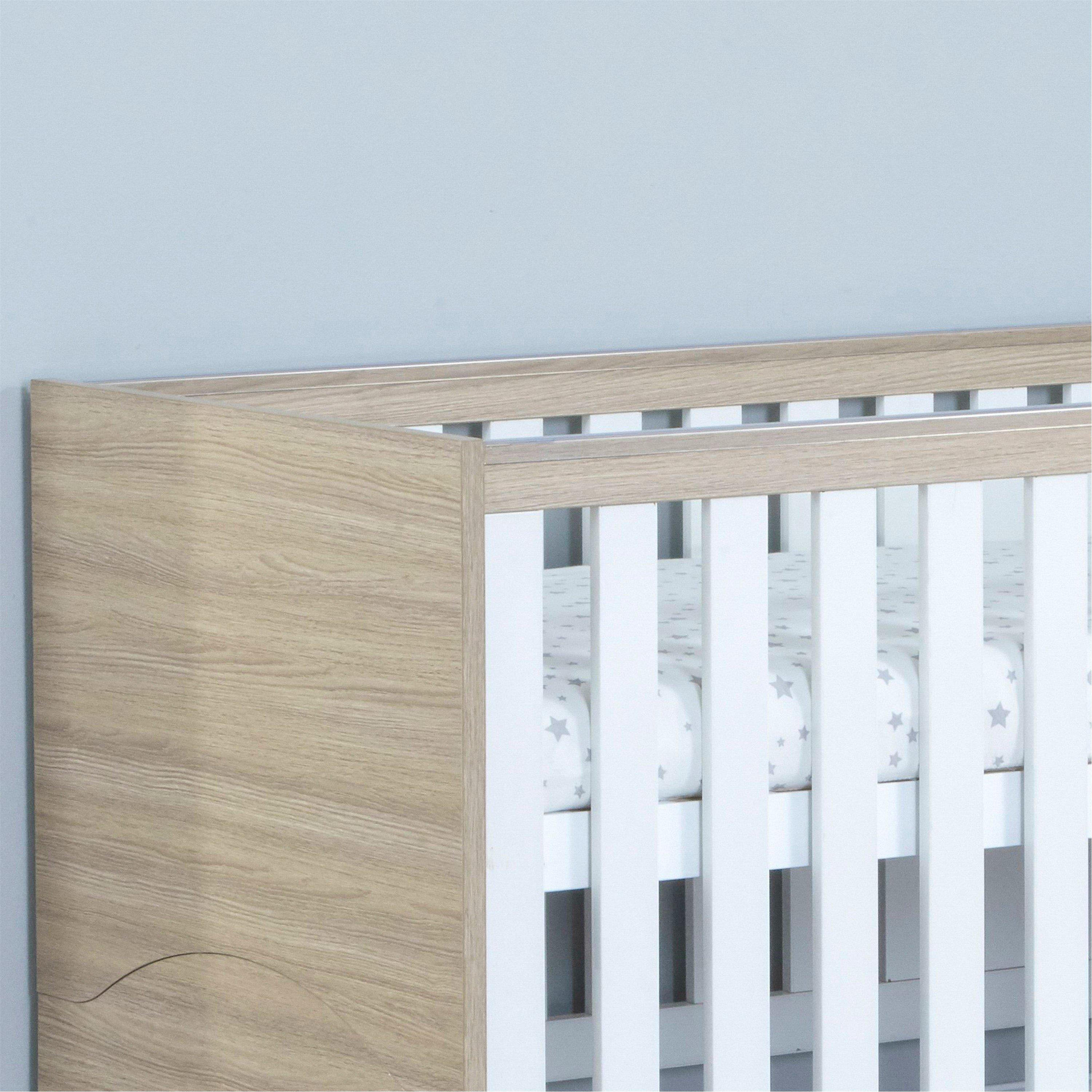 Oak White - Babymore - Babymore Veni Cot Bed - White Oak - 5