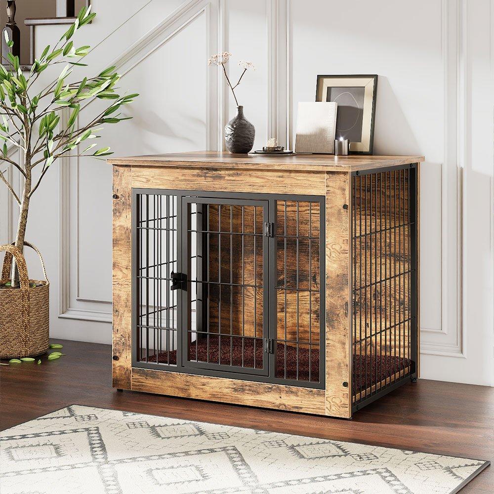 Brown - KIDKID PET - Farmhouse Style Dog Crate - 1