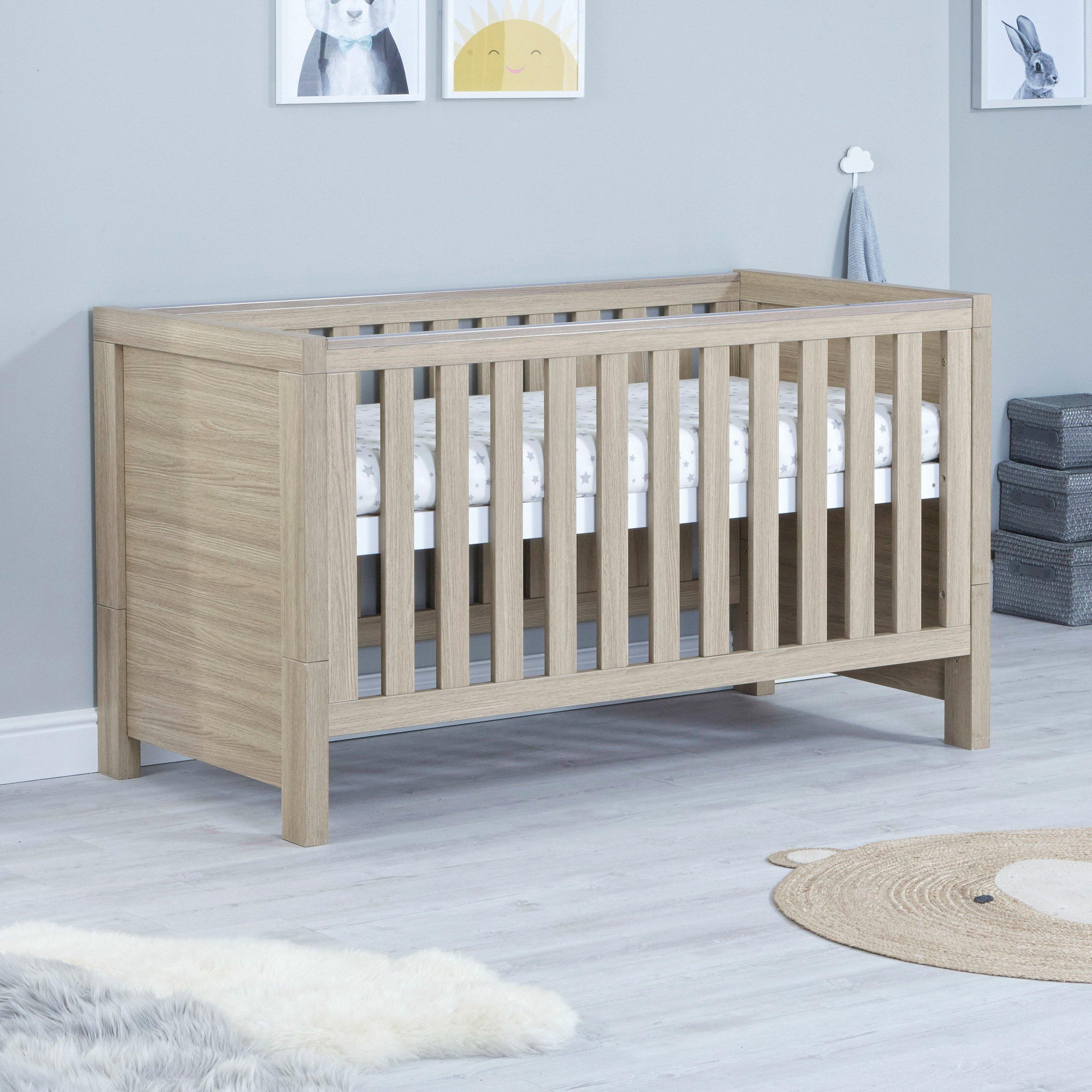 Oak - Babymore - Babymore Luno Cot Bed - Oak - 2