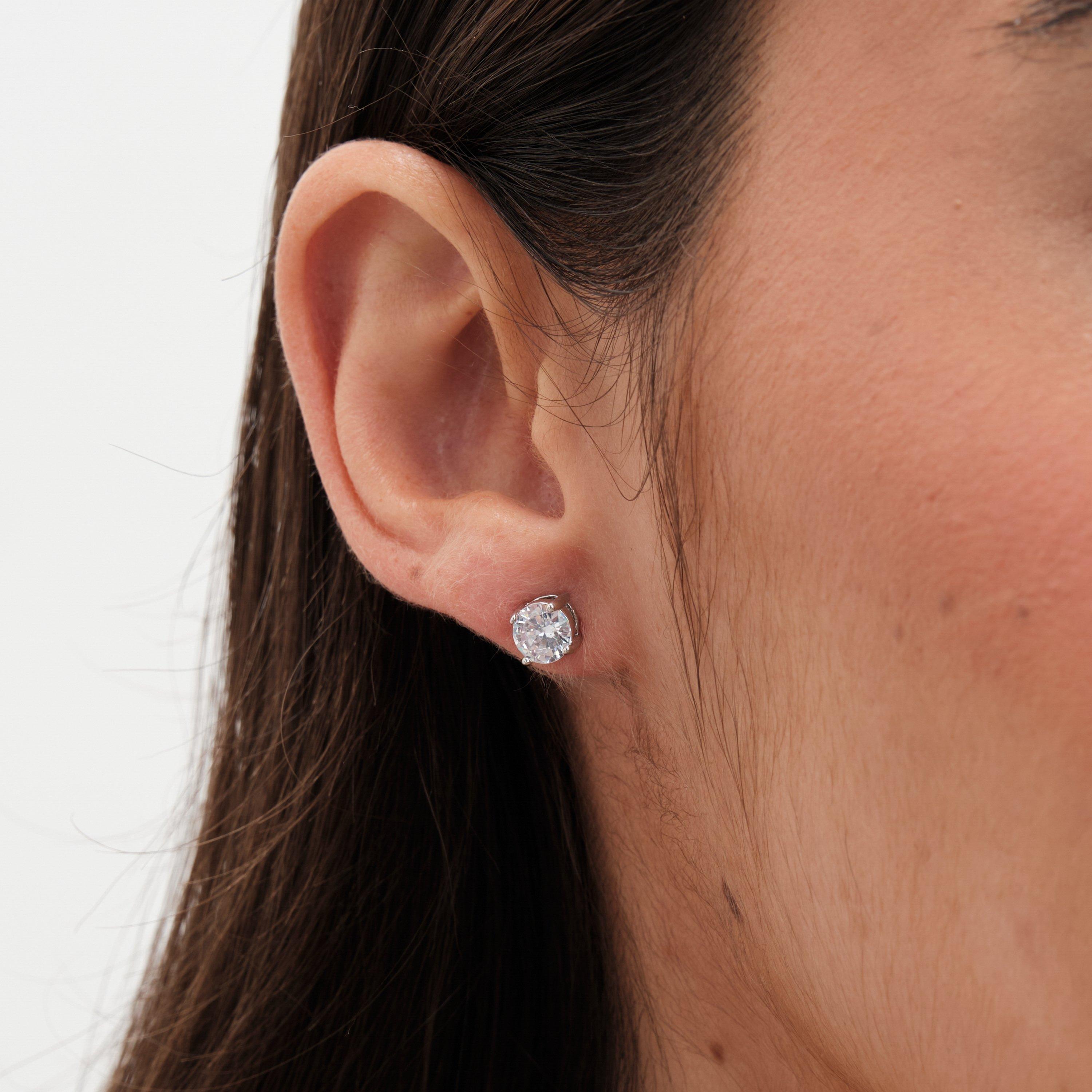 Silver - Jon Richard - Rhodium Plated Cubic Zirconia Round Stud Earrings - 2