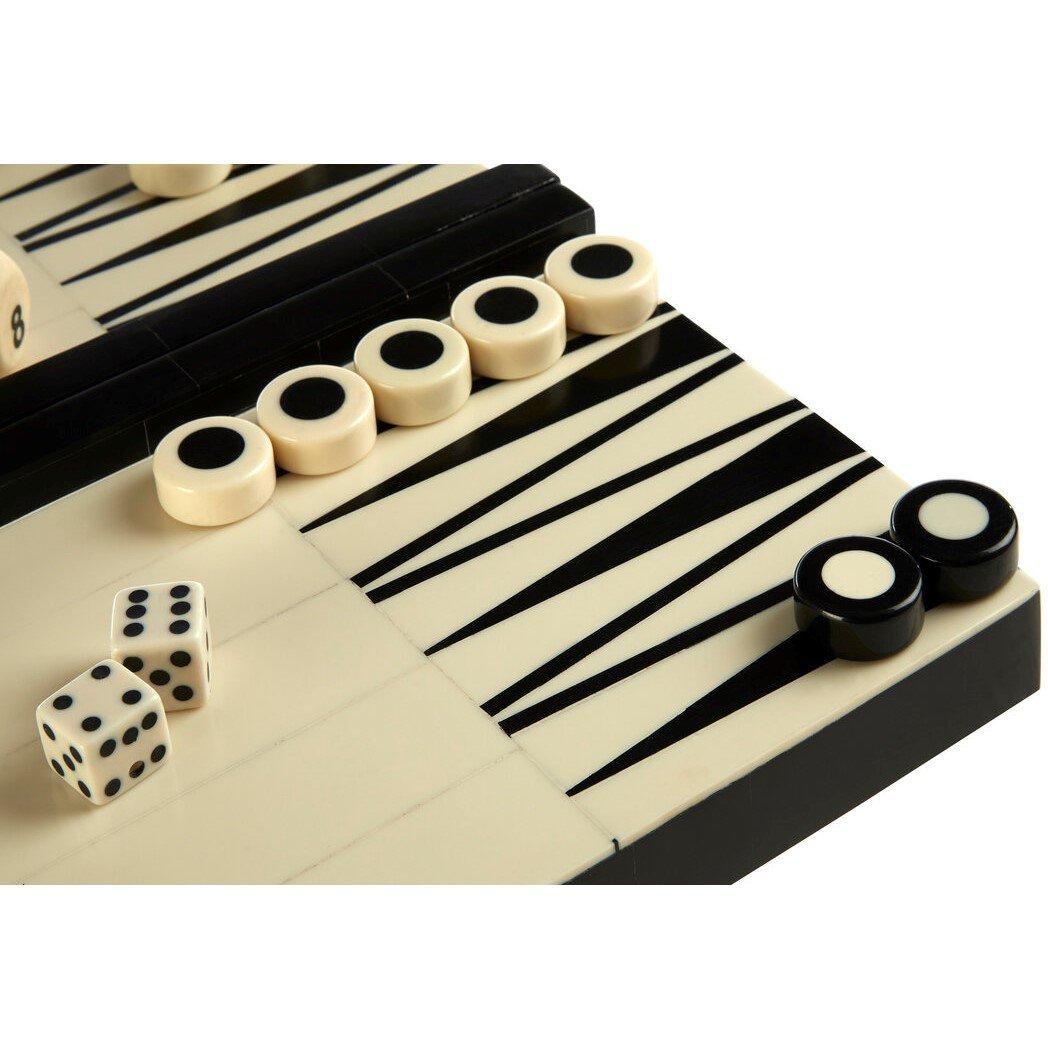 Multi - Fifty Five South - Churchill Games Black and White Foldable Backgammo - 3