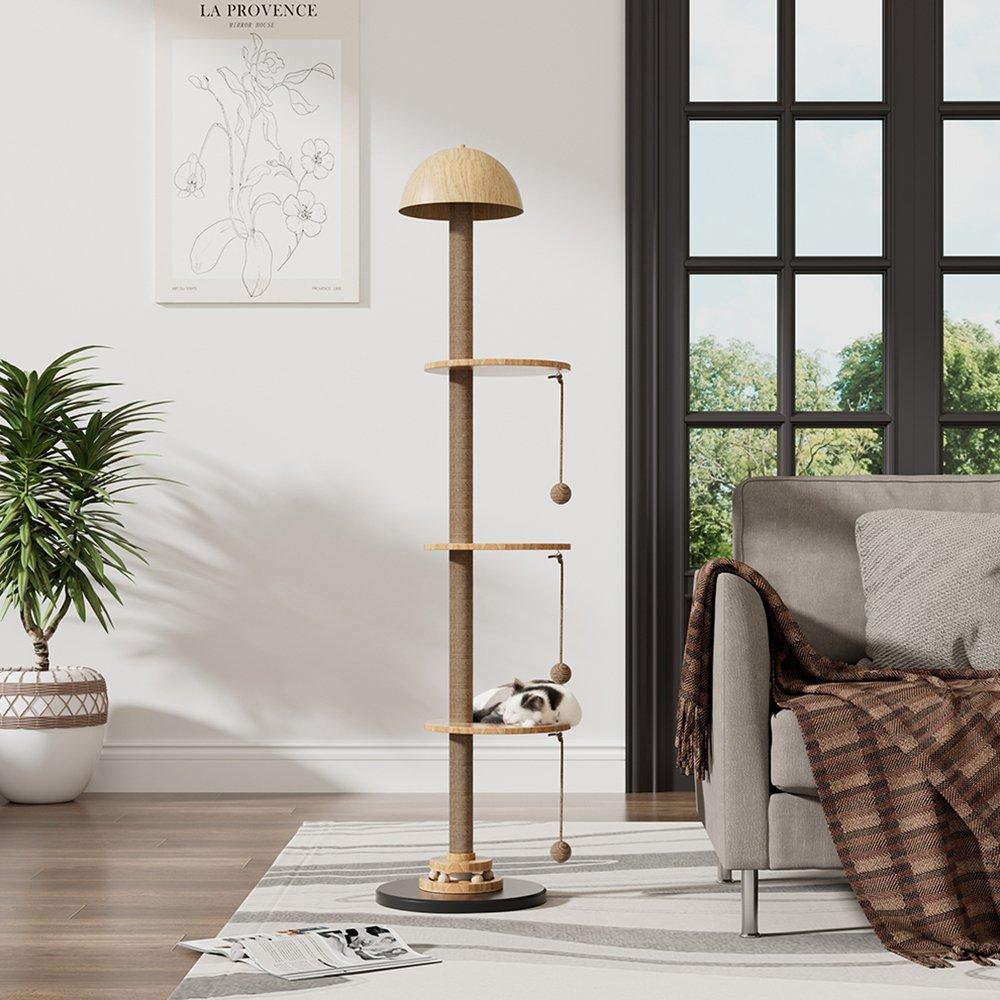 Brown - KIDKID PET - 2-in-1 Cat Climbing Frame Floor Lamp - 1