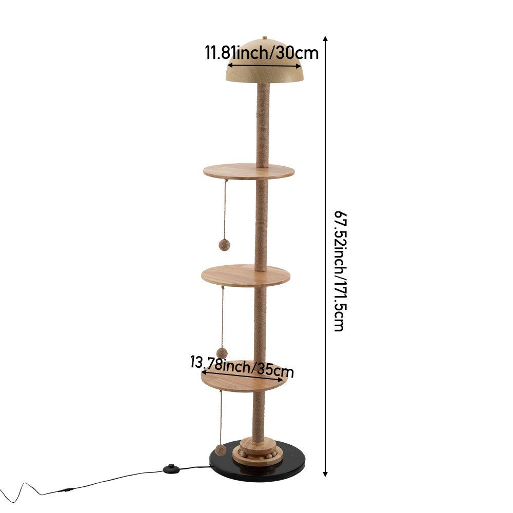Brown - KIDKID PET - 2-in-1 Cat Climbing Frame Floor Lamp - 3
