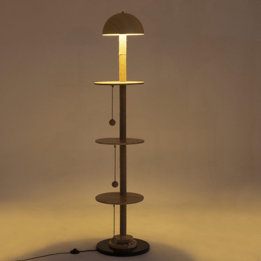 Brown - KIDKID PET - 2-in-1 Cat Climbing Frame Floor Lamp - 9