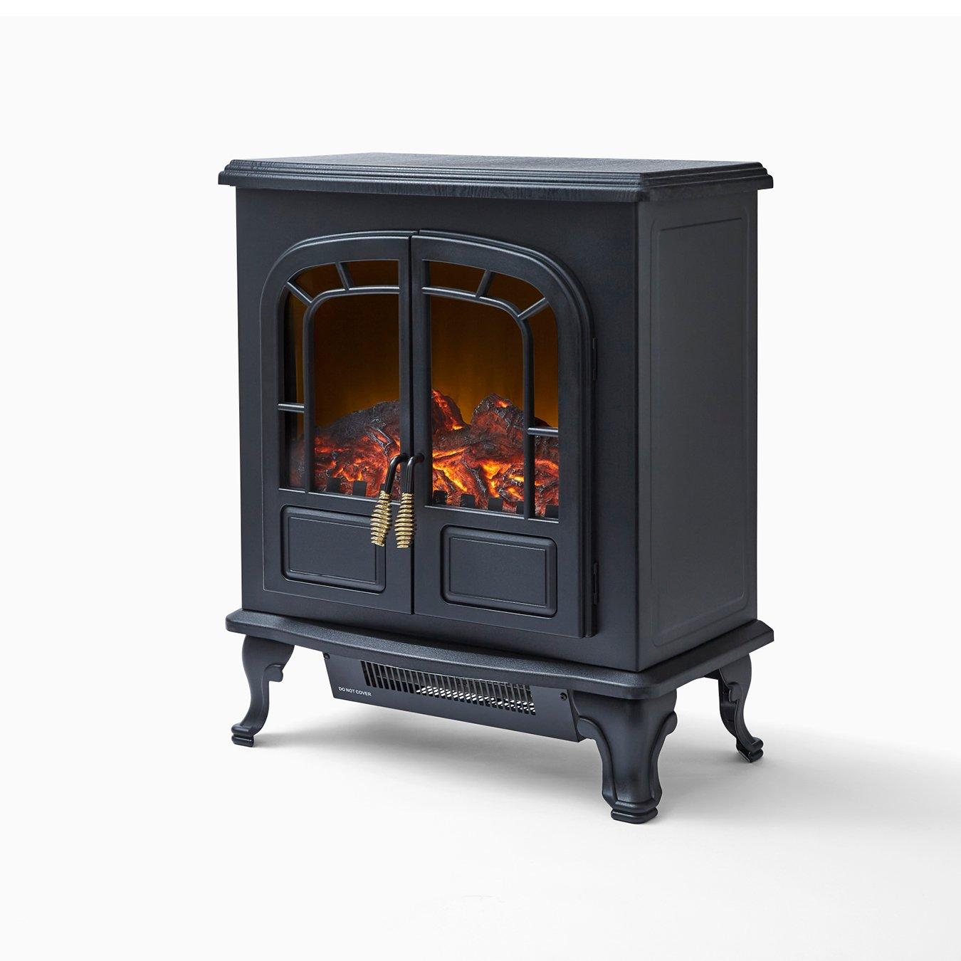 Warmlite 2KW Wingham Electric Double Door Fire Stove Black