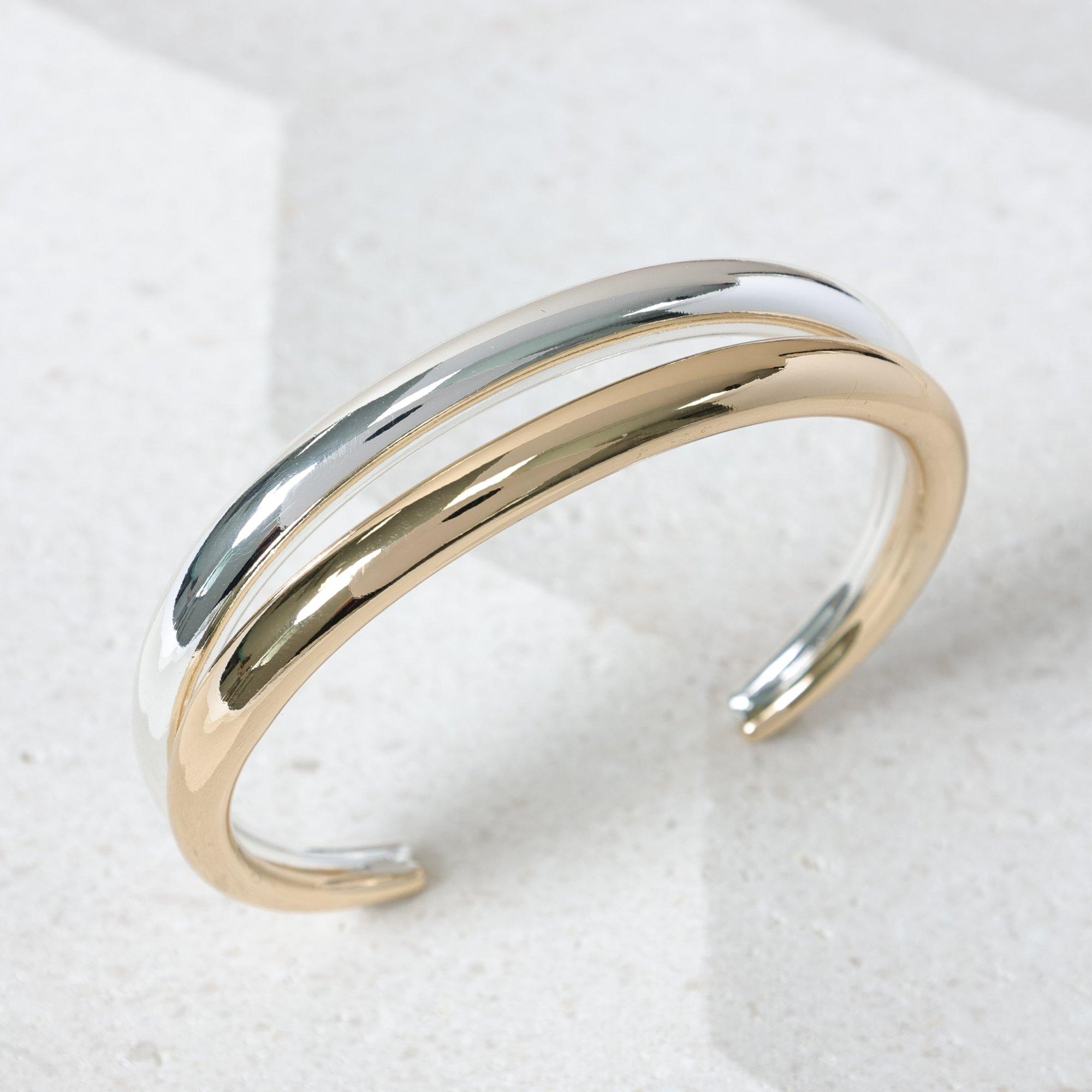 Silver - Jon Richard - Two Tone Double Row Cuff - 2