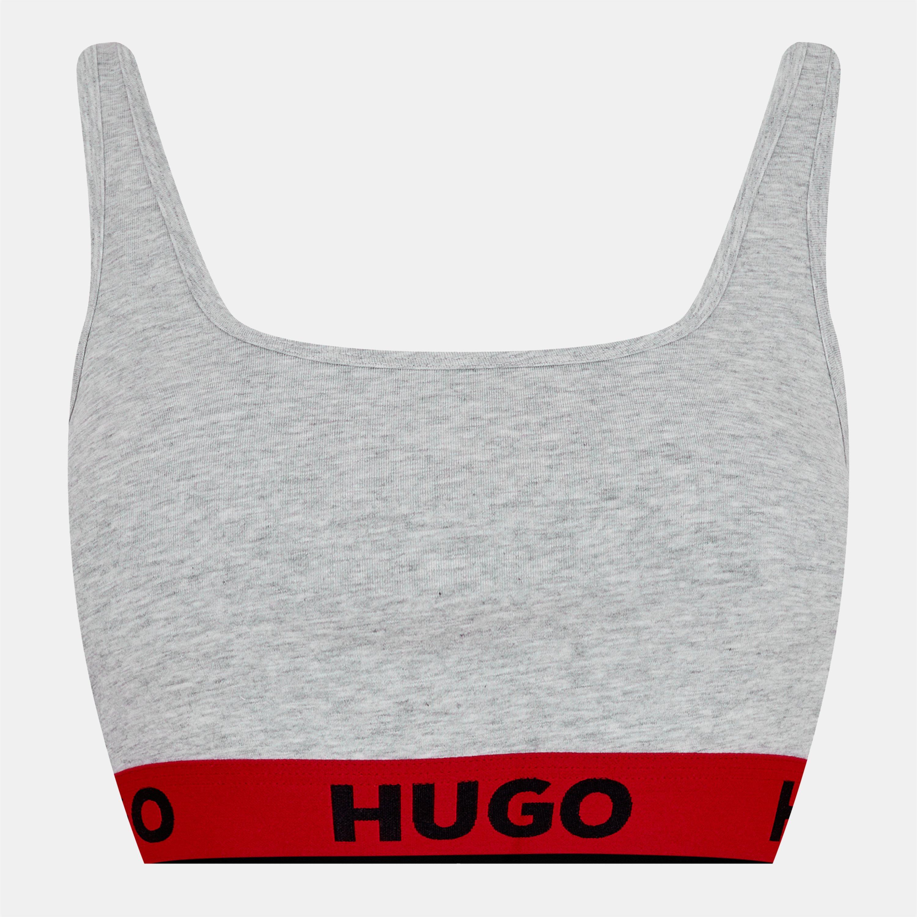 Medium Grey - Hugo - Women's Sporty Logo Unlined Bralette - 1