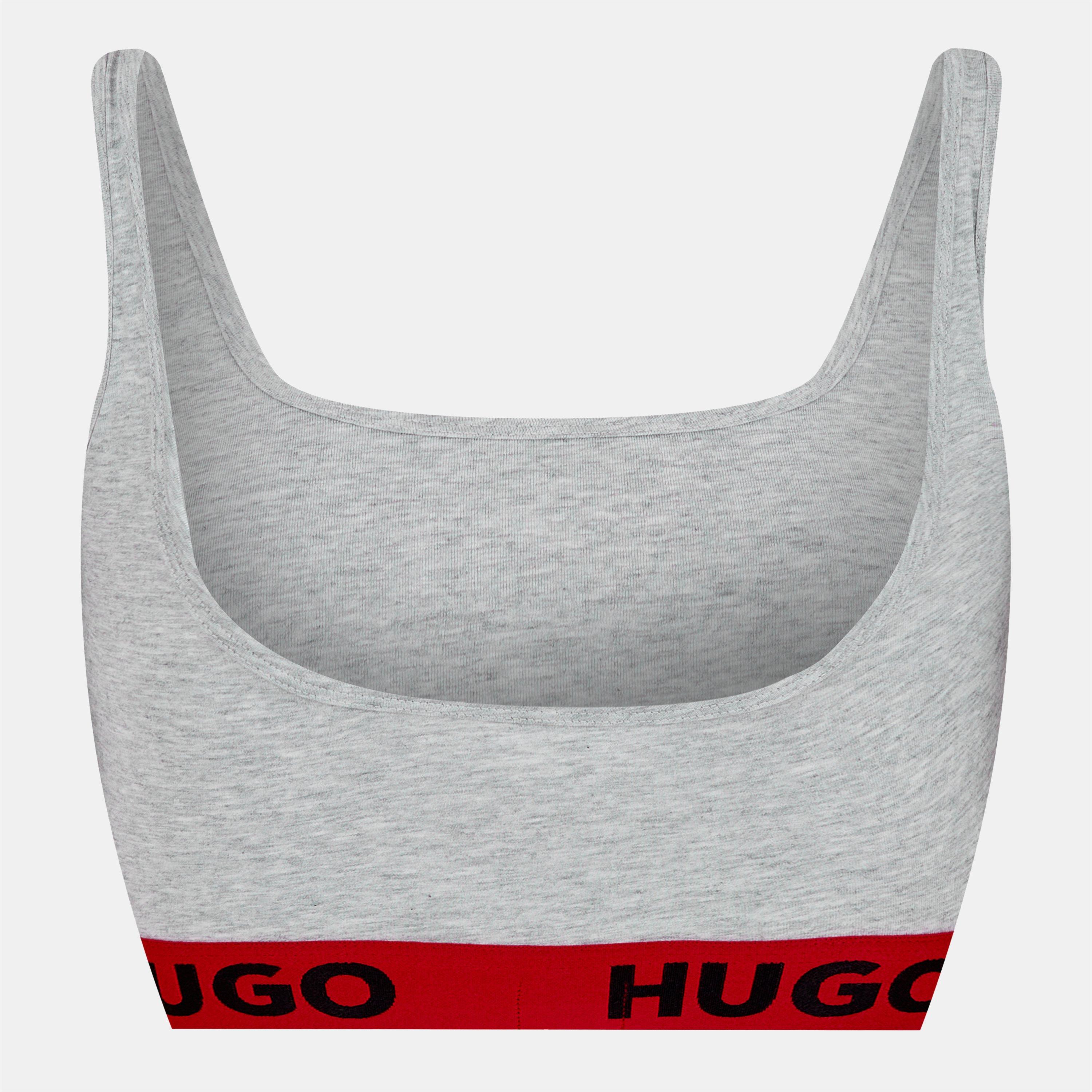 Medium Grey - Hugo - Women's Sporty Logo Unlined Bralette - 2