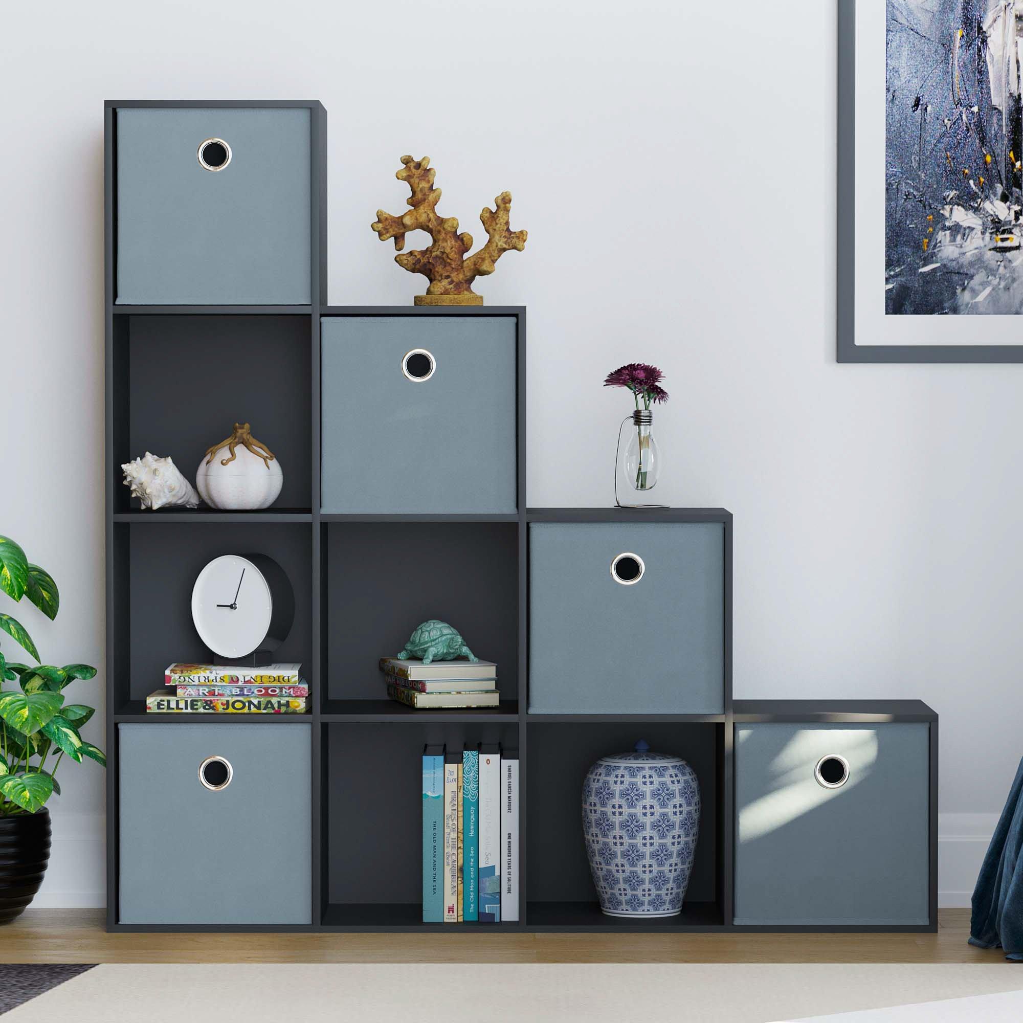 Grey - Lassic - 10 Cube Storage Unit (B) + Set of 5 Storage Cubes - 3