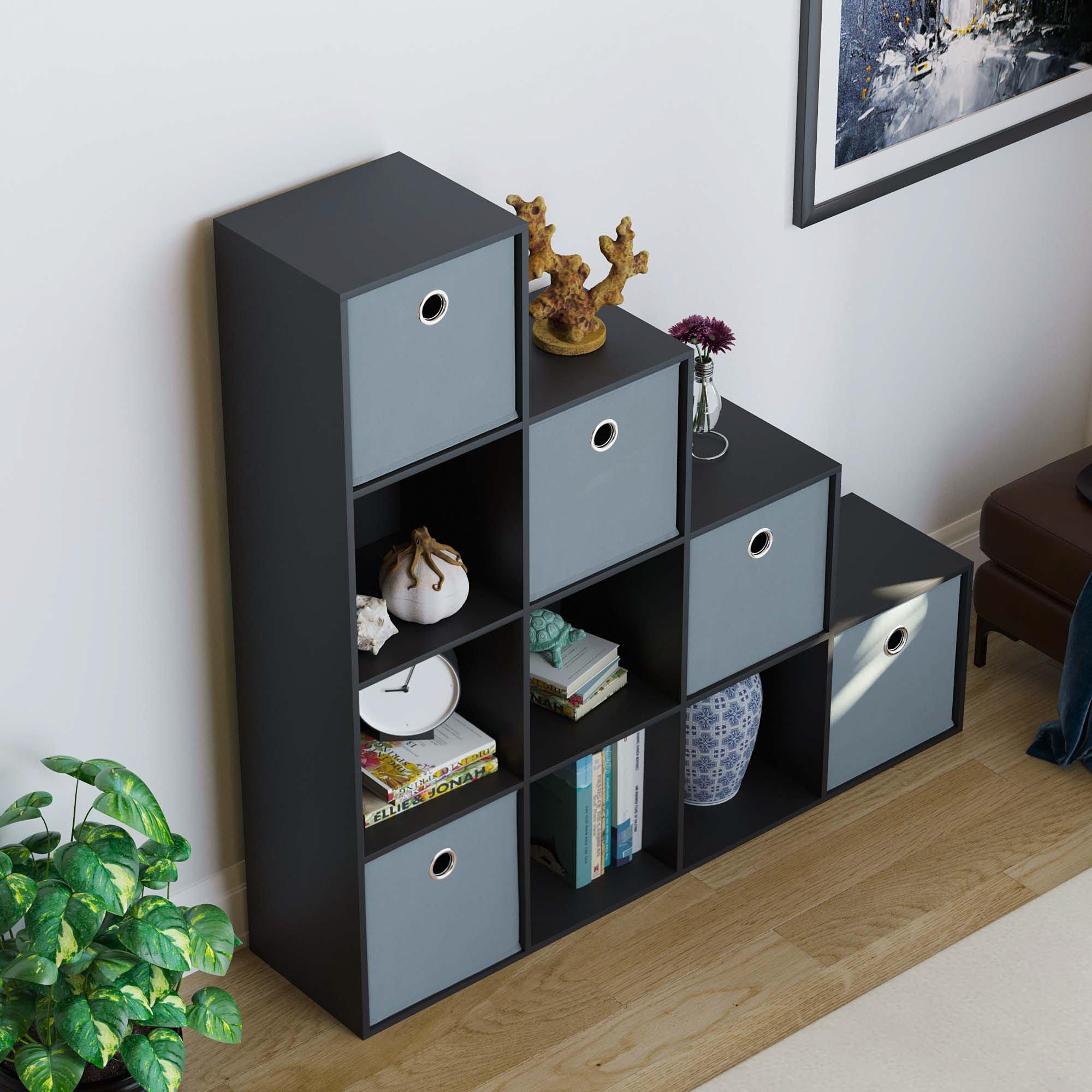 Grey - Lassic - 10 Cube Storage Unit (B) + Set of 5 Storage Cubes - 4