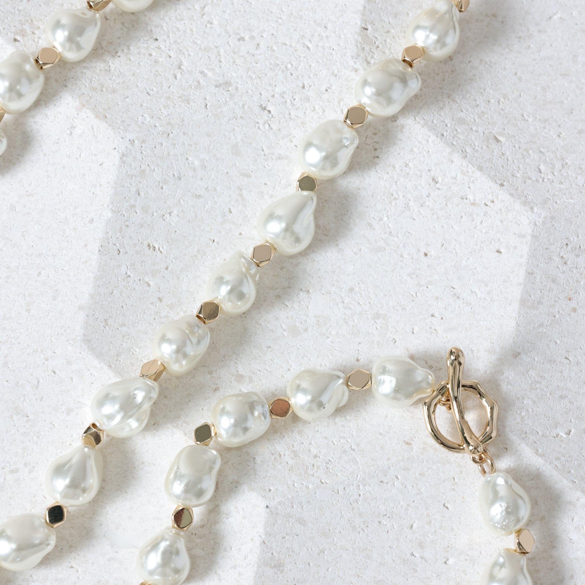 Gold - Jon Richard - Jon Richard Gold Plated Pearl T Bar Necklace - 2