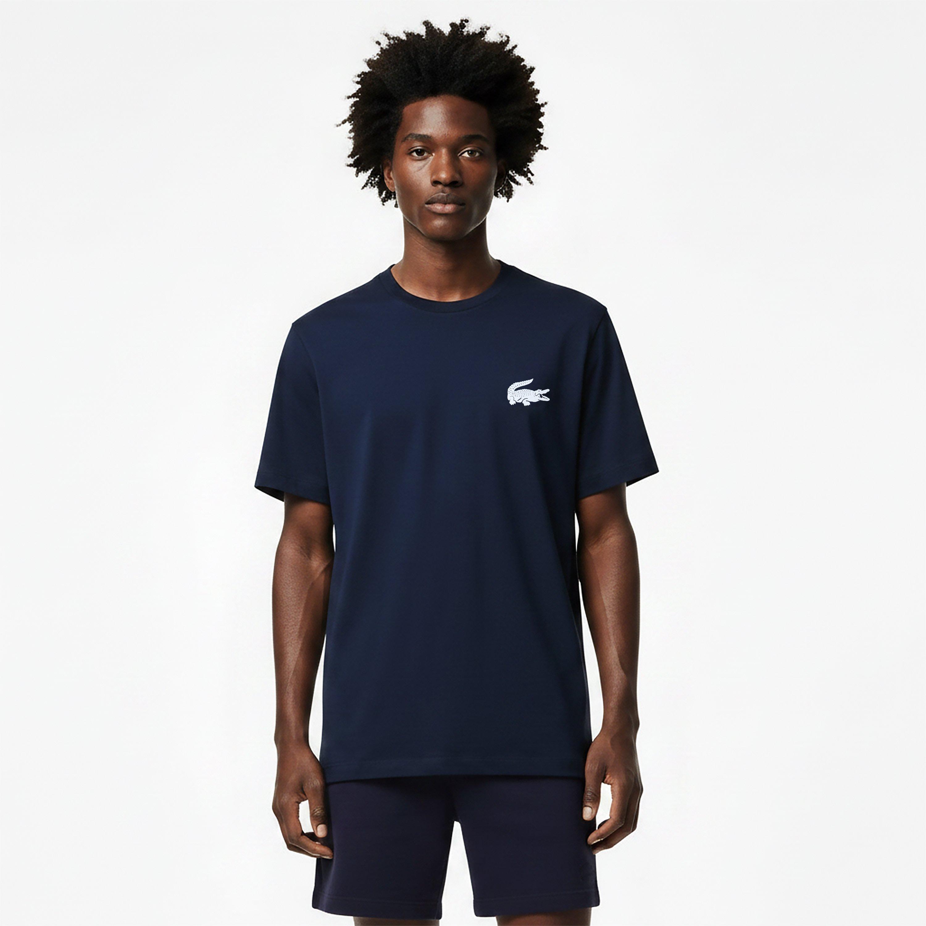 Navy 525 - Lacoste - Men's Small Croc Pyjama Short Sleeve Top - 3