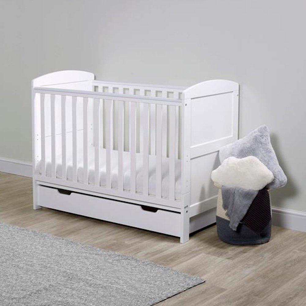 Ickle Bubba  Newborn Coleby Mini Cot Bed Under Drawer & Mattress - White - one