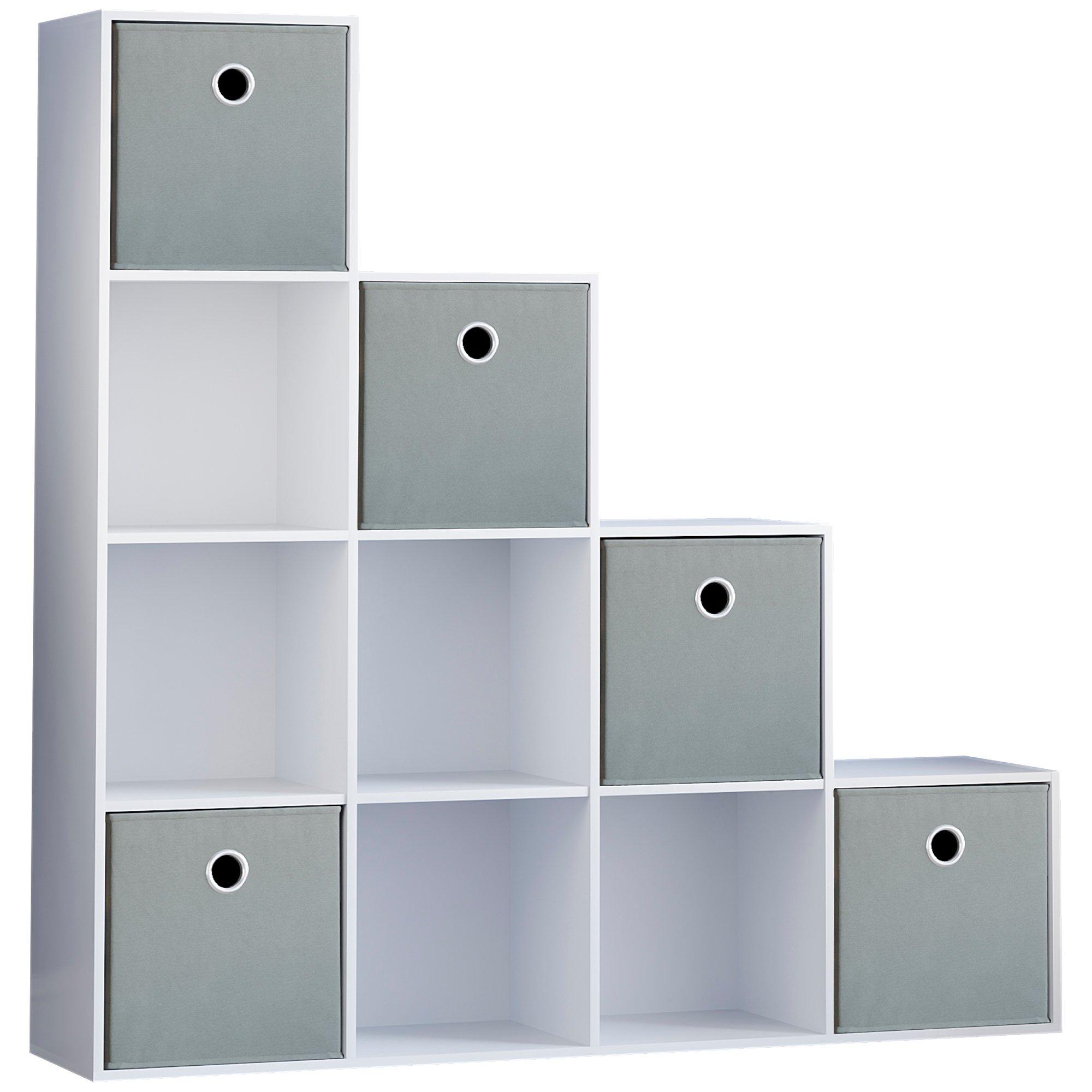 Grey - Lassic - 10 Cube Storage Unit (W) + Set of 5 Storage Cubes - 11