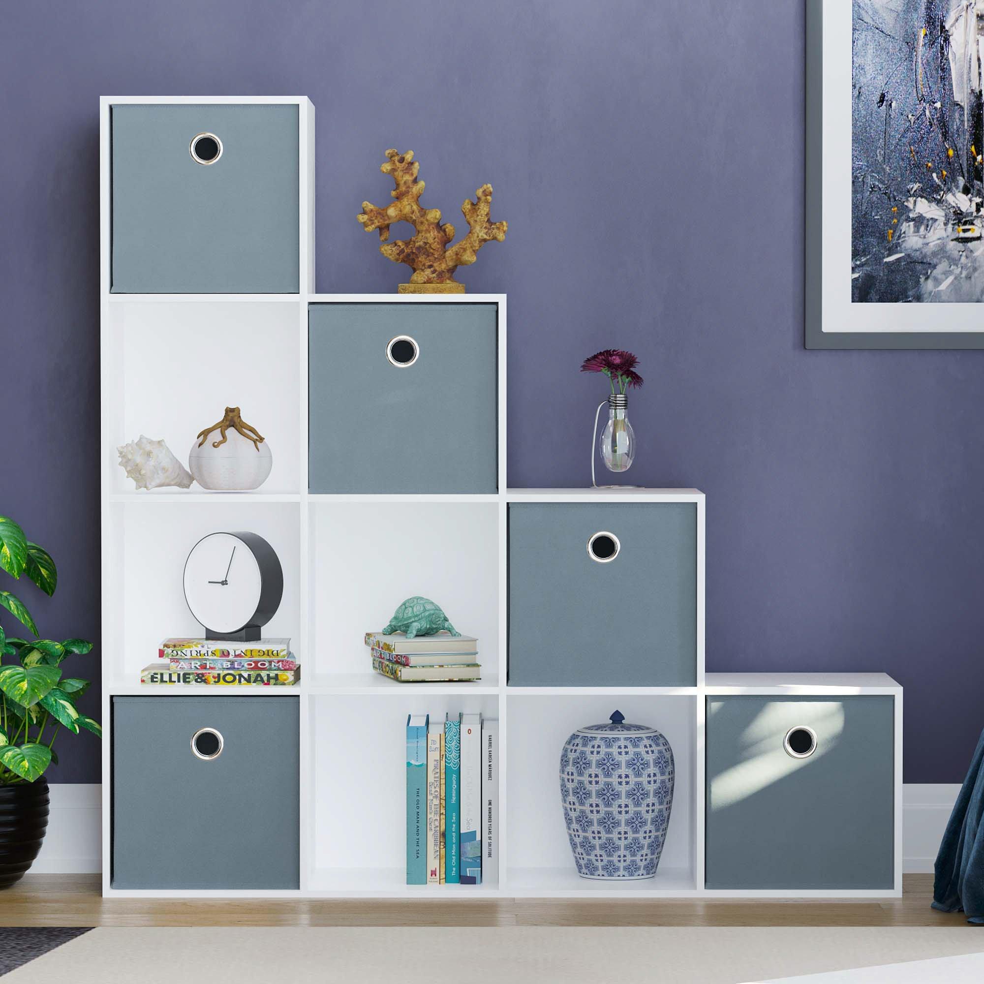 Grey - Lassic - 10 Cube Storage Unit (W) + Set of 5 Storage Cubes - 3