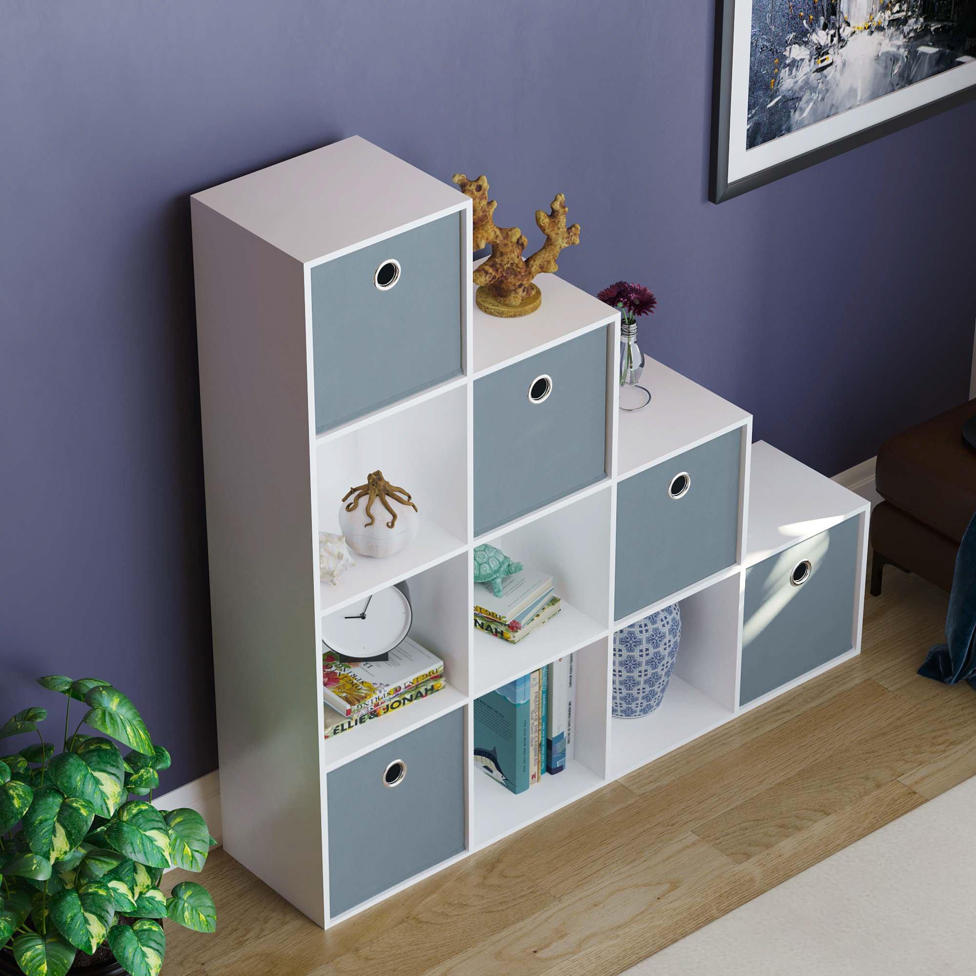 Grey - Lassic - 10 Cube Storage Unit (W) + Set of 5 Storage Cubes - 4