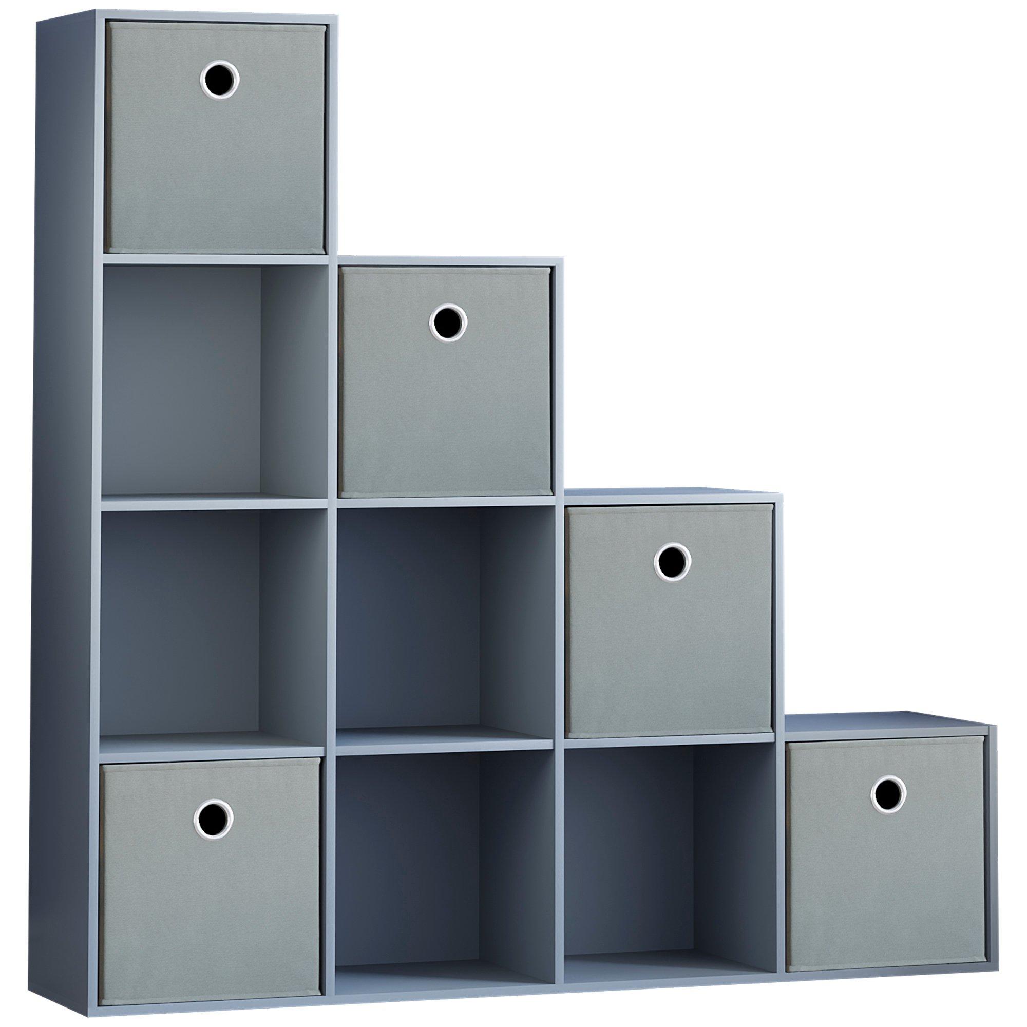 Grey - Lassic - 10 Cube Storage Unit (G) + Set of 5 Storage Cubes - 12