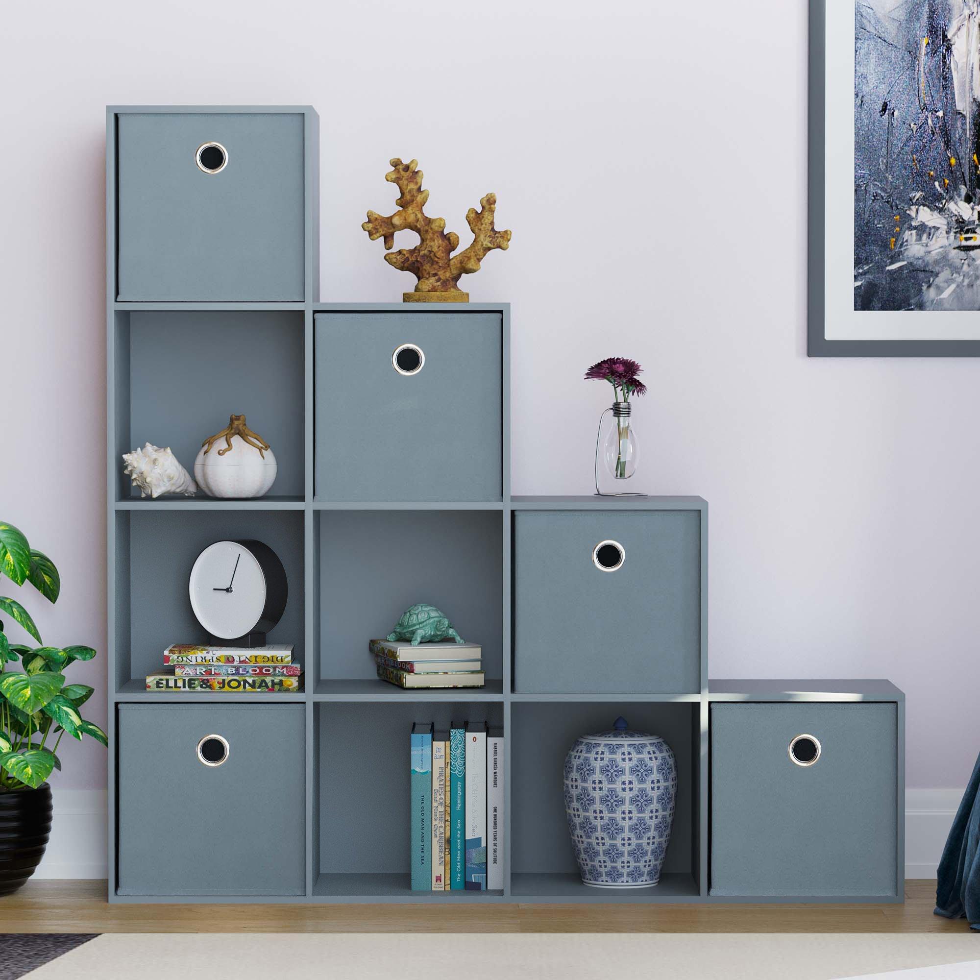 Grey - Lassic - 10 Cube Storage Unit (G) + Set of 5 Storage Cubes - 3