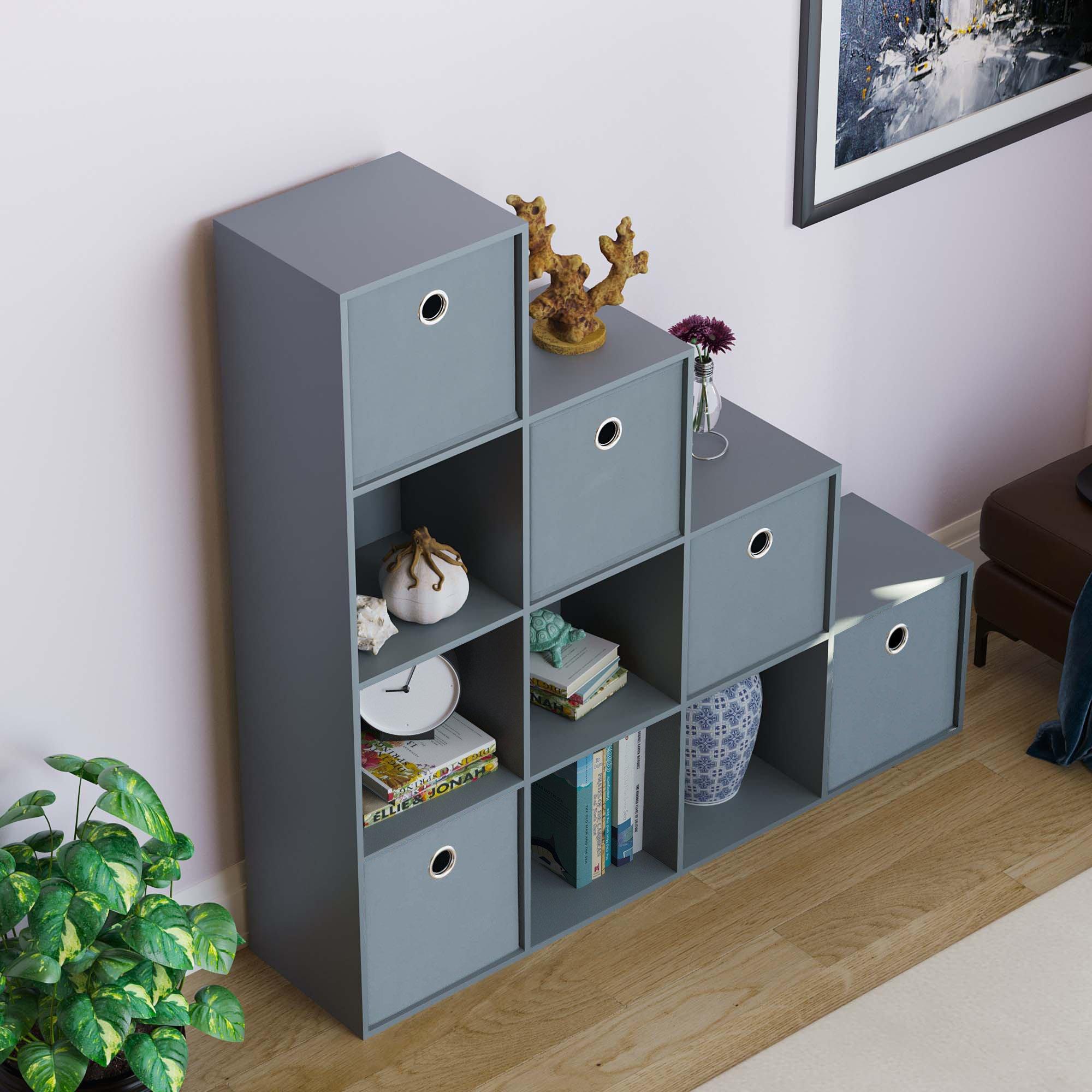 Grey - Lassic - 10 Cube Storage Unit (G) + Set of 5 Storage Cubes - 4