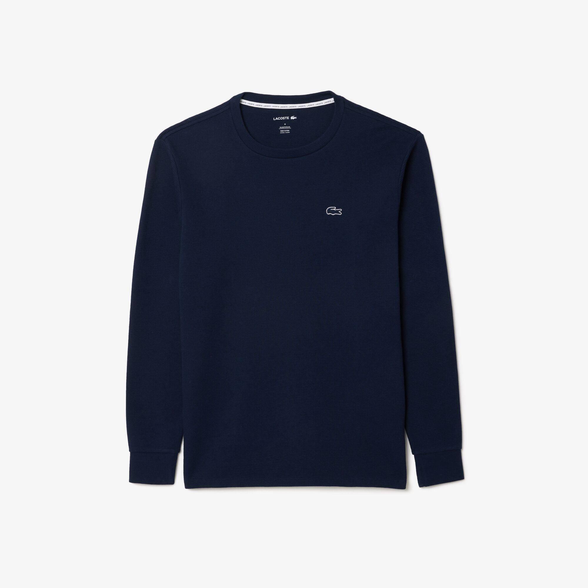 Azul Marino 166 - Lacoste - Men's Waffle Cotton Long-Sleeve Pyjama Top - 1