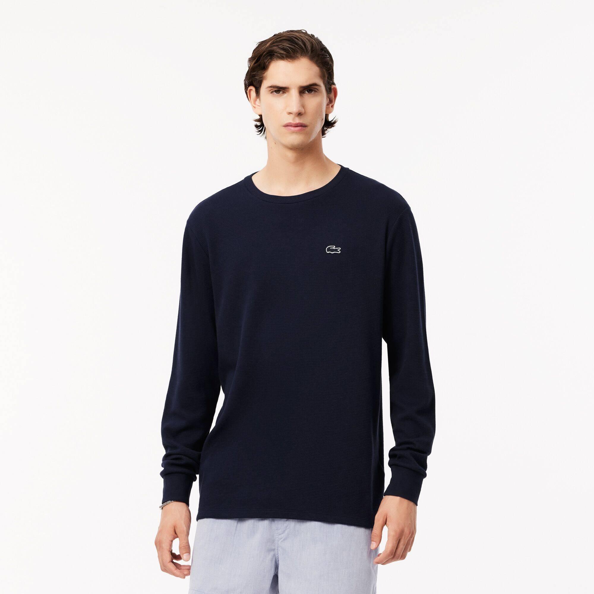Azul Marino 166 - Lacoste - Men's Waffle Cotton Long-Sleeve Pyjama Top - 2