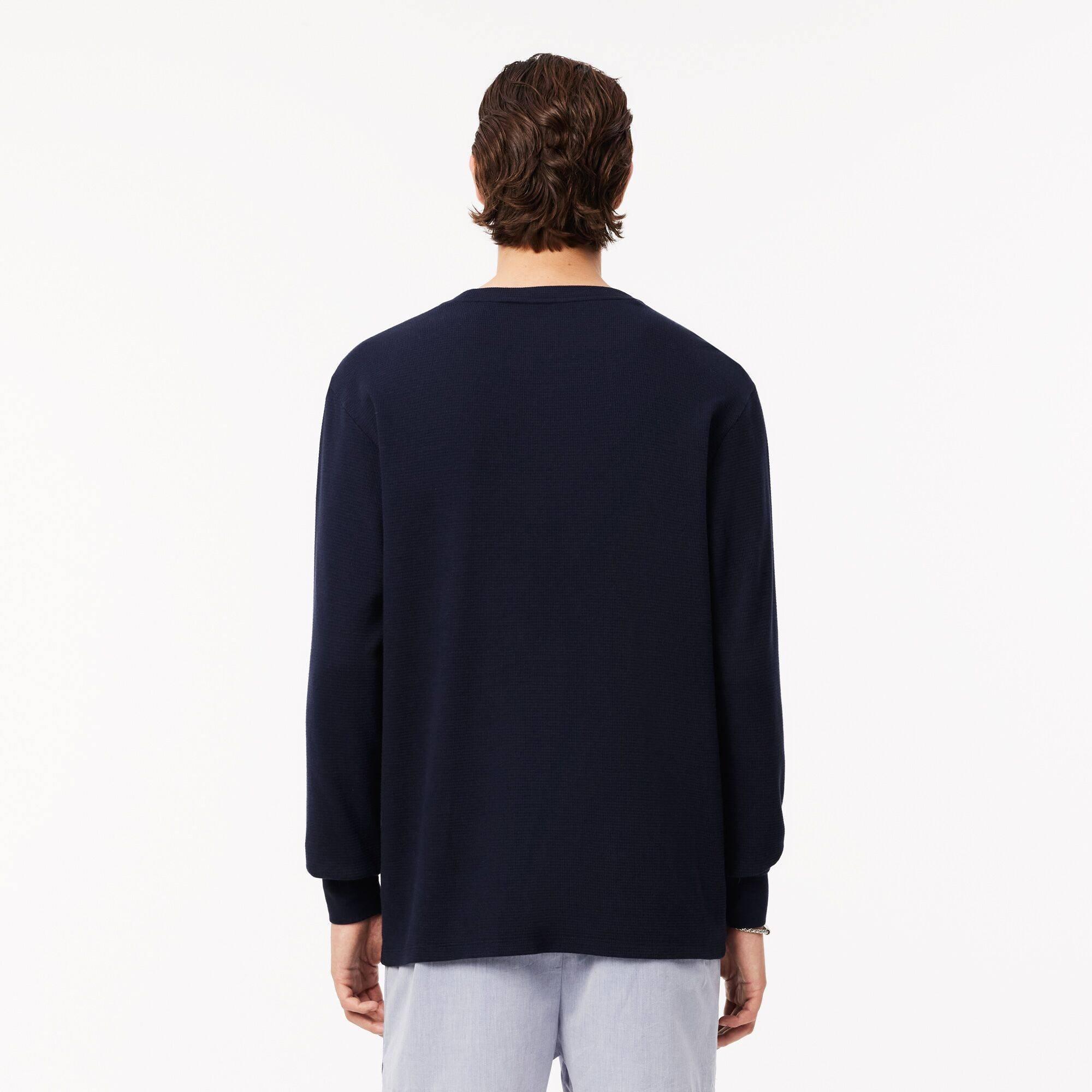 Azul Marino 166 - Lacoste - Men's Waffle Cotton Long-Sleeve Pyjama Top - 3