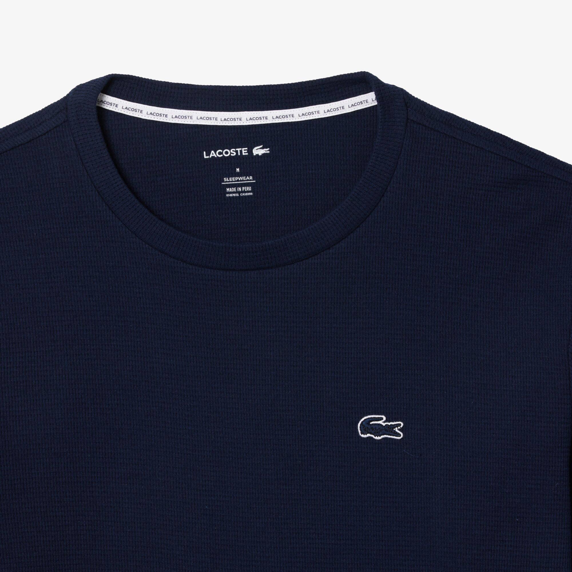 Azul Marino 166 - Lacoste - Men's Waffle Cotton Long-Sleeve Pyjama Top - 4