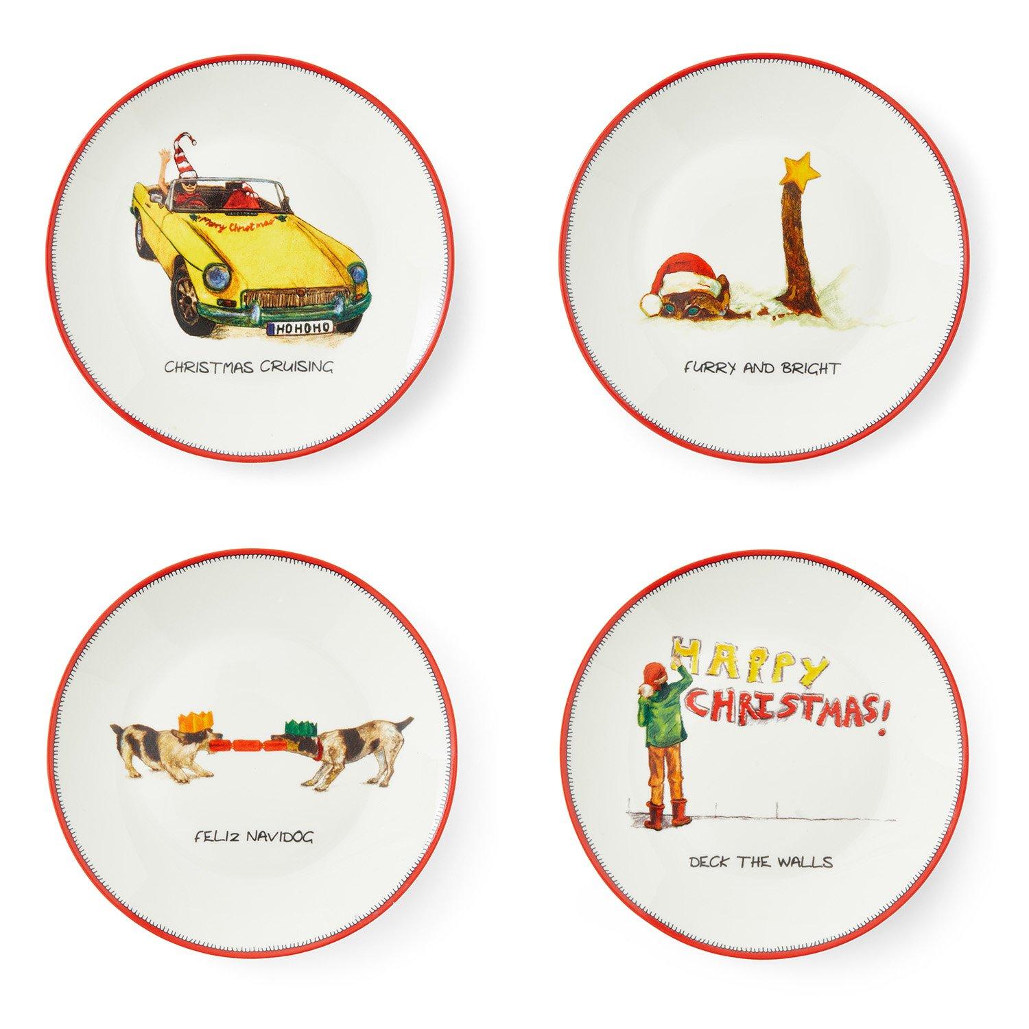 Spode Kit Kemp  Kit Kemp Doodles Christmas Tidbit Plates - 