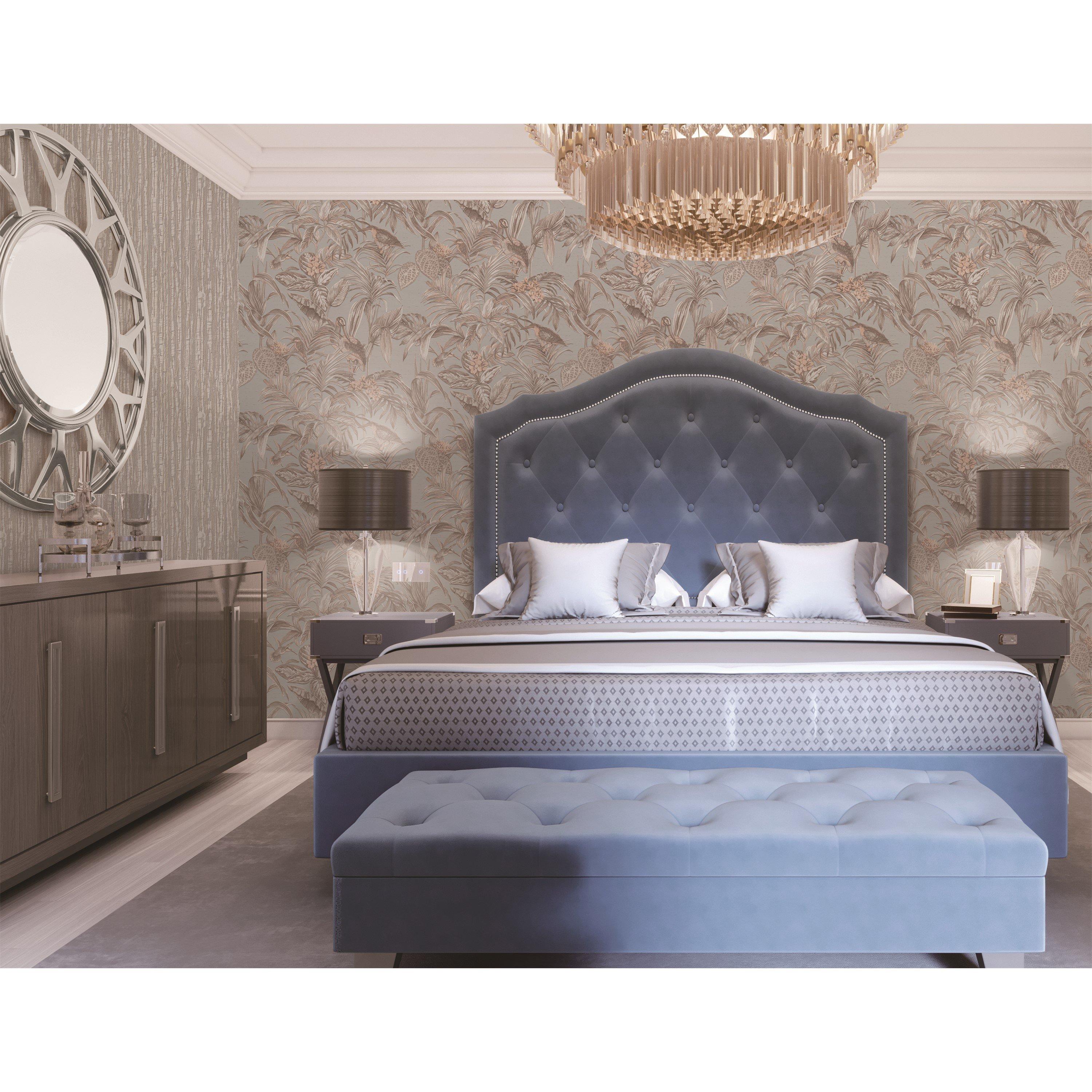 Neutral - Design ID - DID Bird of Paradise Beige & Grey Wallpaper - 2