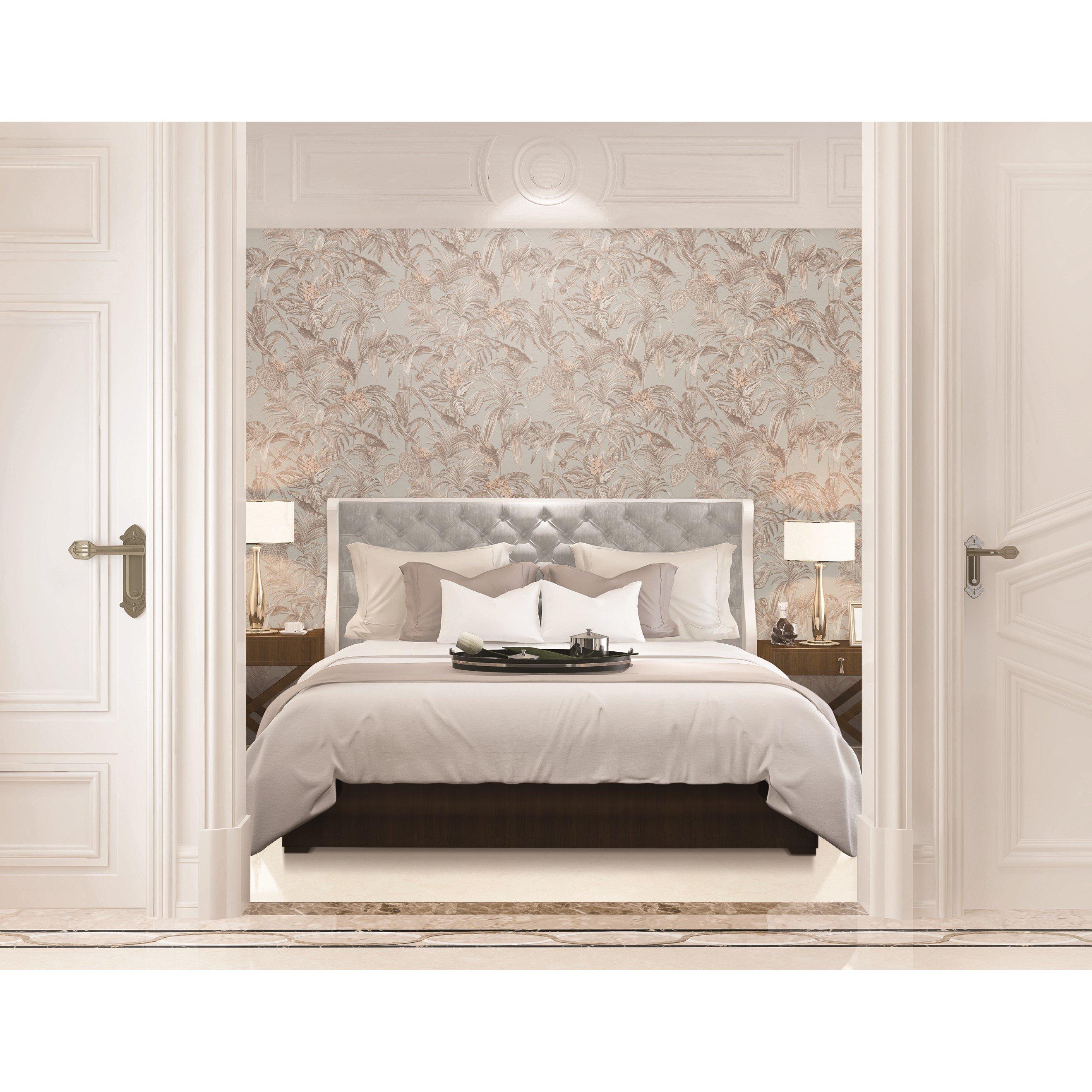 Neutral - Design ID - DID Bird of Paradise Beige & Grey Wallpaper - 3