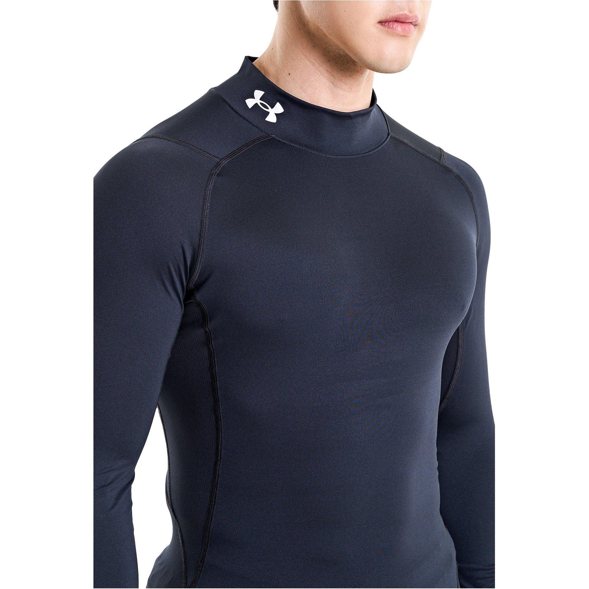 Black/White - Under Armour - Armour HeatGear® Mens Compression Mock Long Sleeve - 12