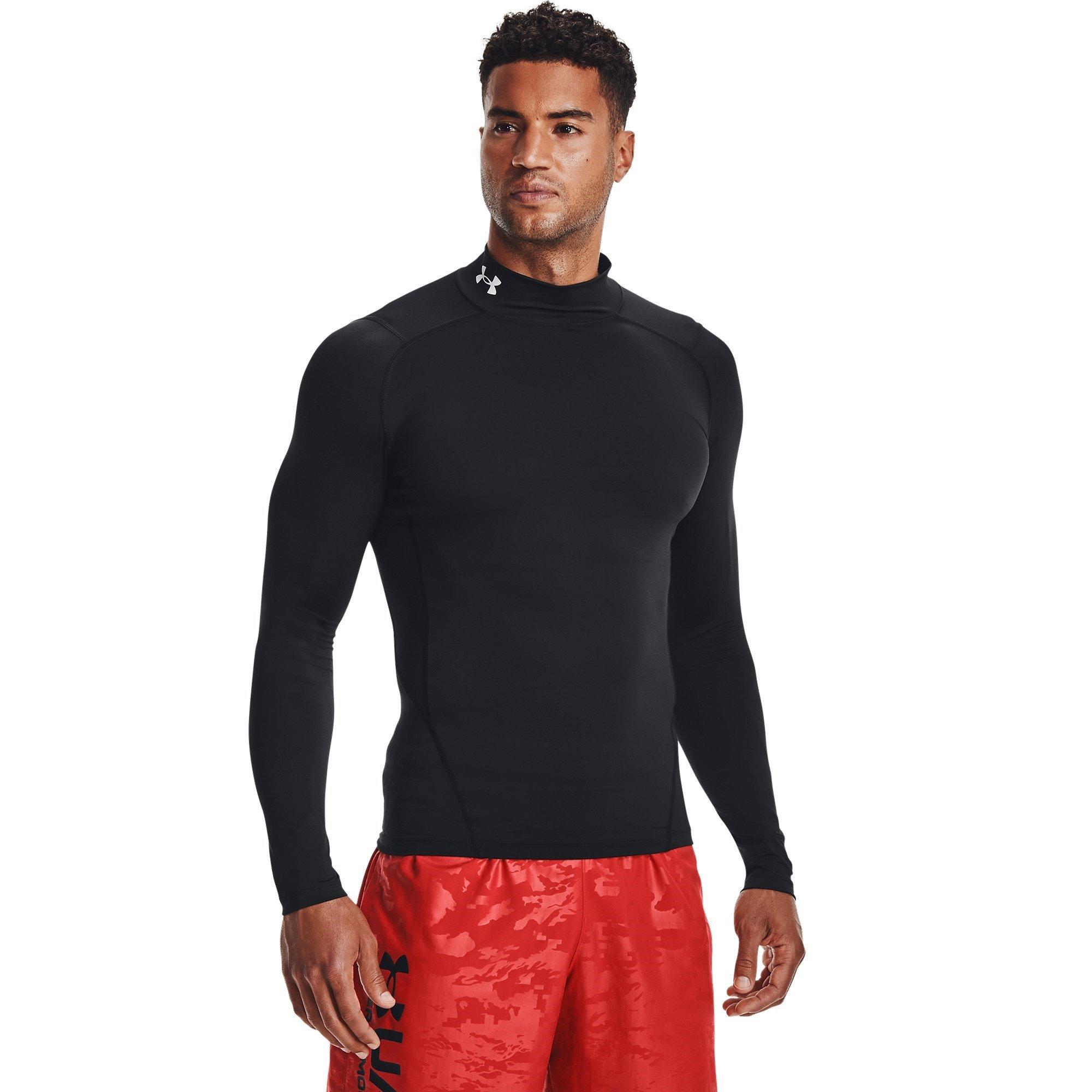 Black/White - Under Armour - Armour HeatGear® Mens Compression Mock Long Sleeve - 3