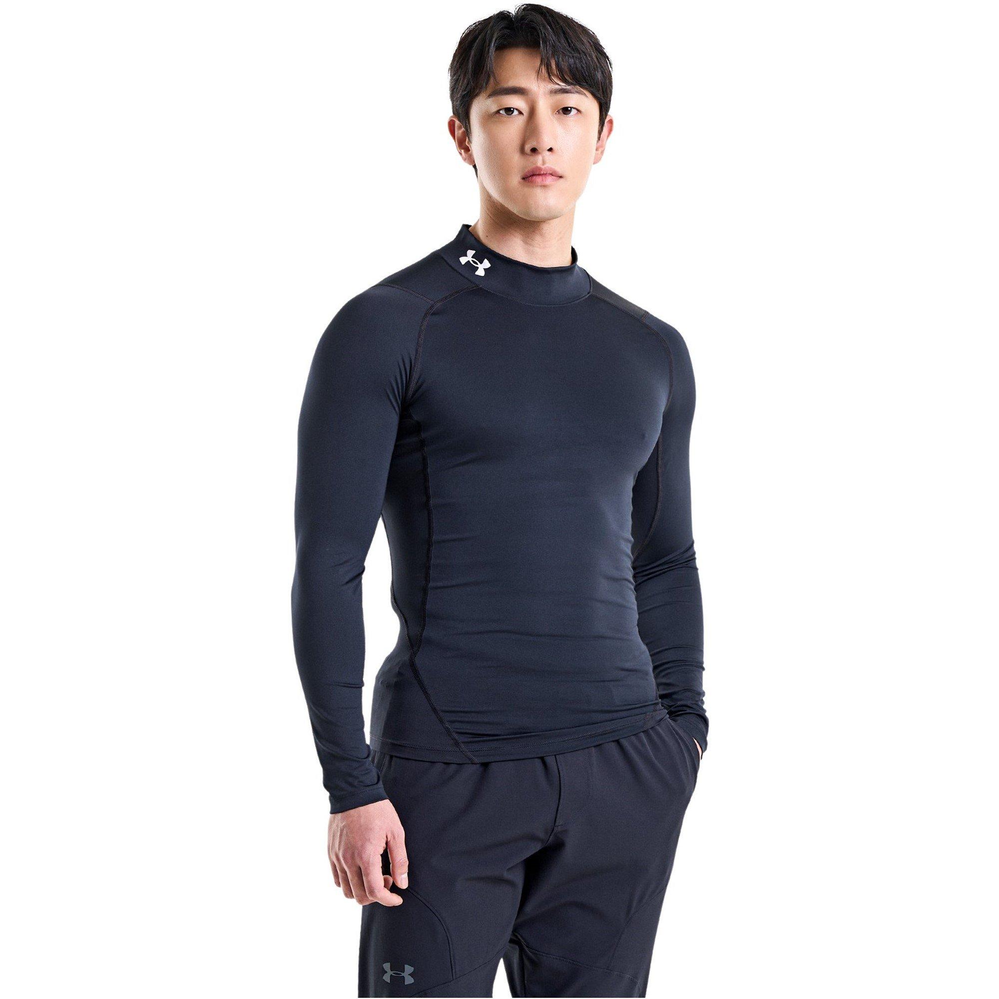 Black/White - Under Armour - Armour HeatGear® Mens Compression Mock Long Sleeve - 5