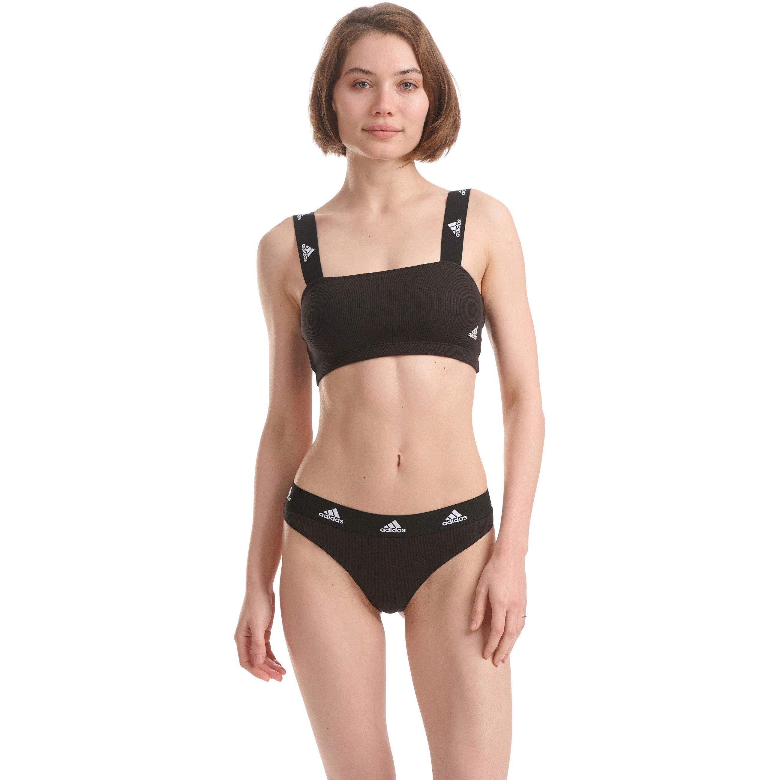 Black - adidas - Women's Ribbed Bandeau Strapless Bra - 1