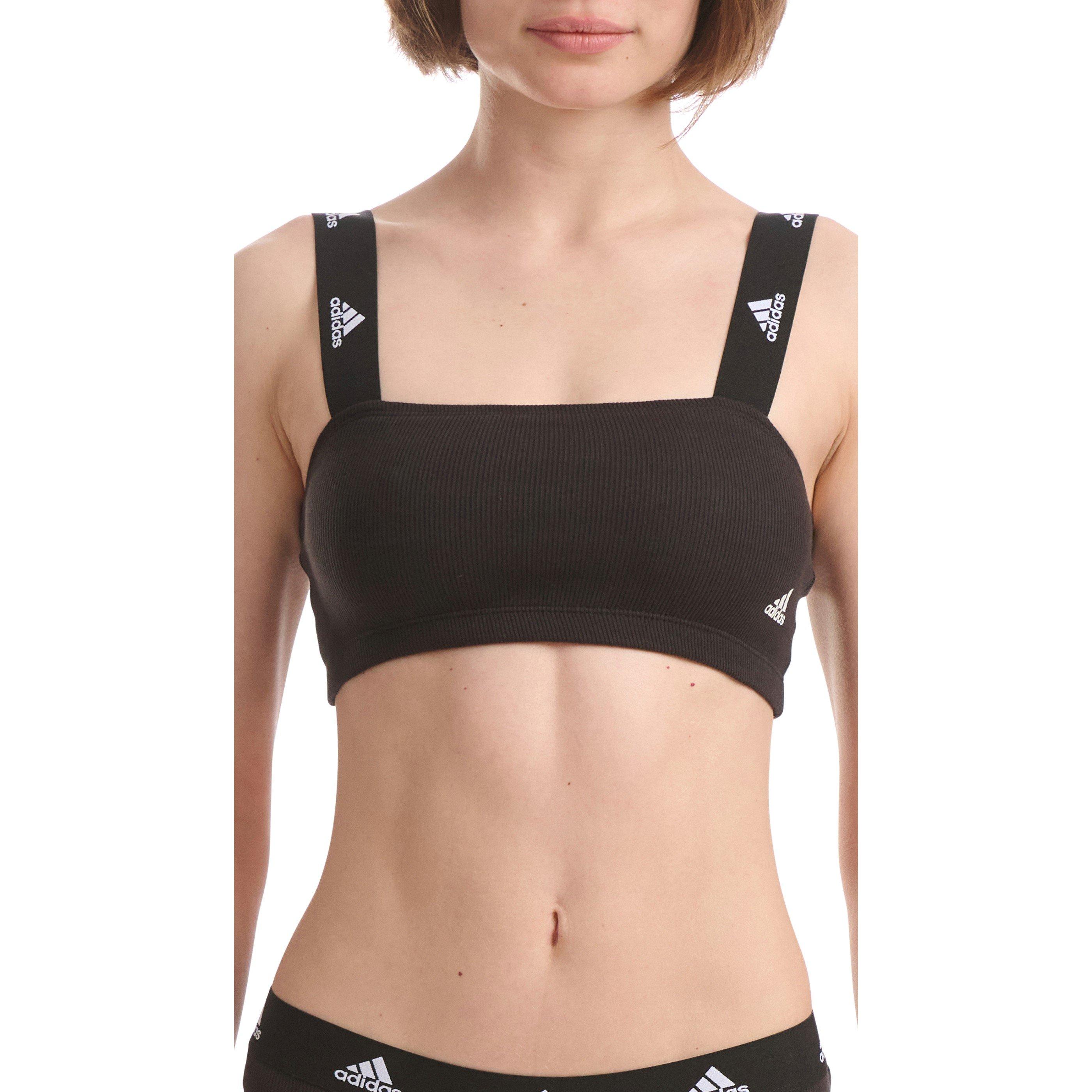 Nero - adidas - Ribbed Bandeau Strapless Bra - 3