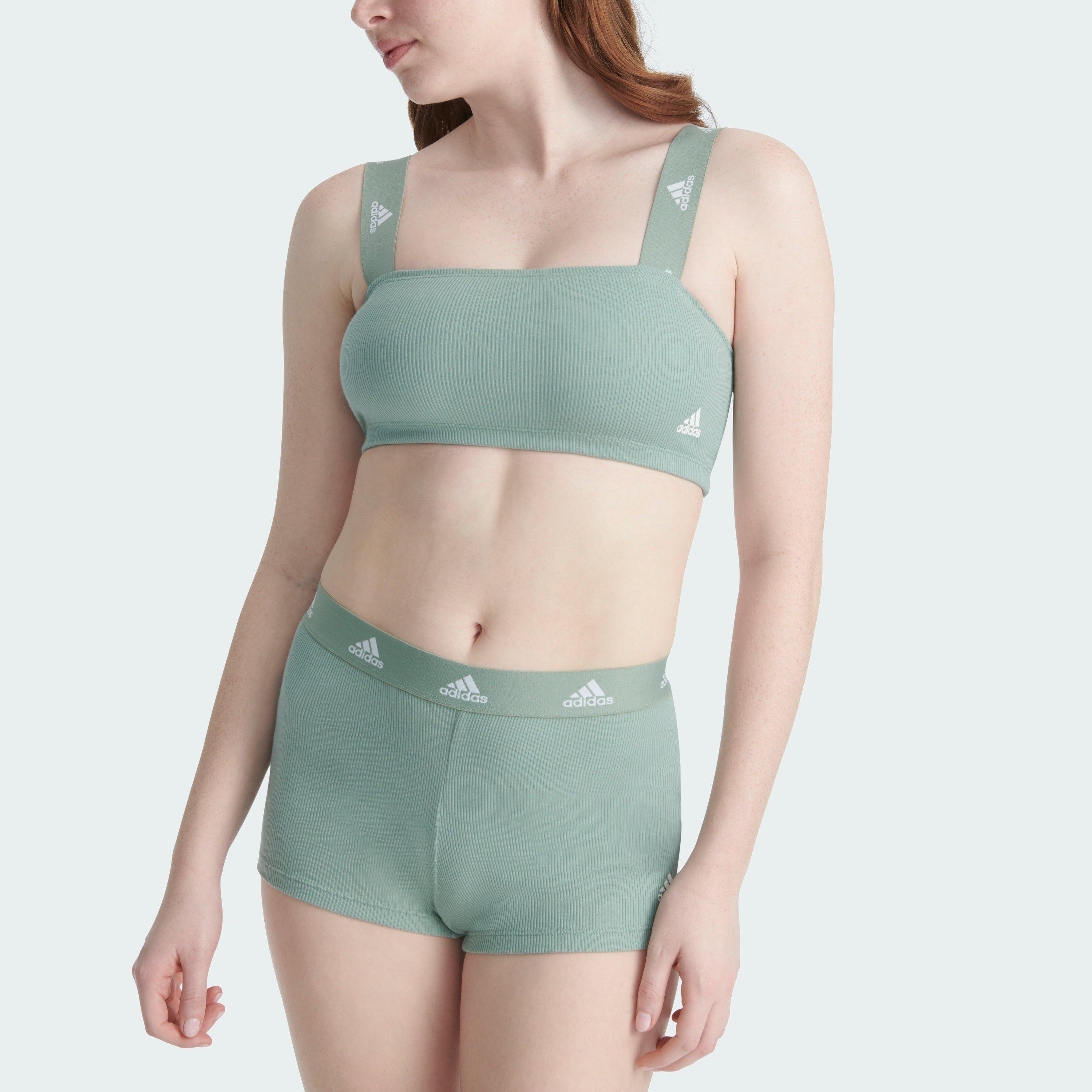 Olive Green - adidas - Women's Ribbed Bandeau Strapless Bra - 5