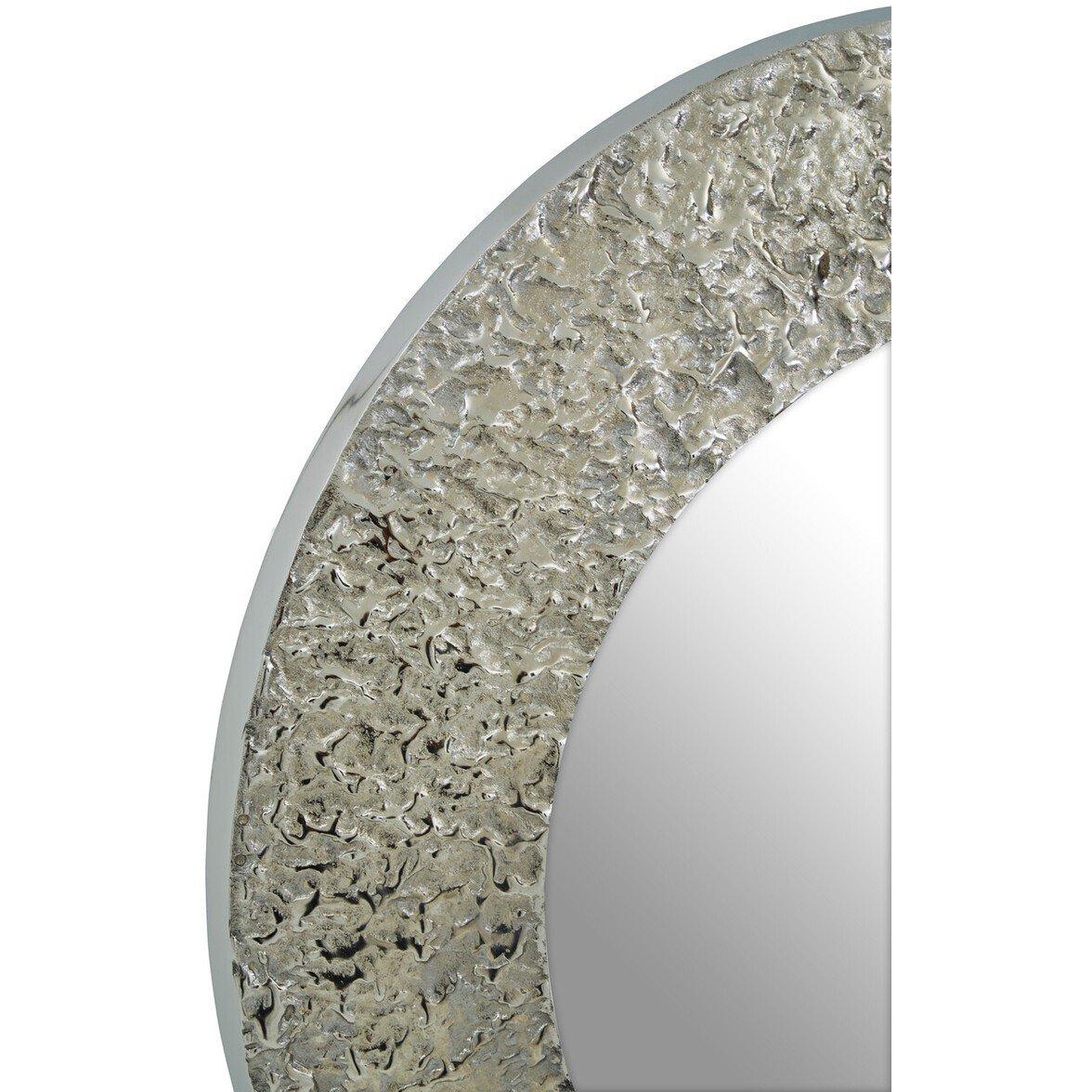 Silver - Fifty Five South - Akola Nickle Finish Round Wall Mirror - 2