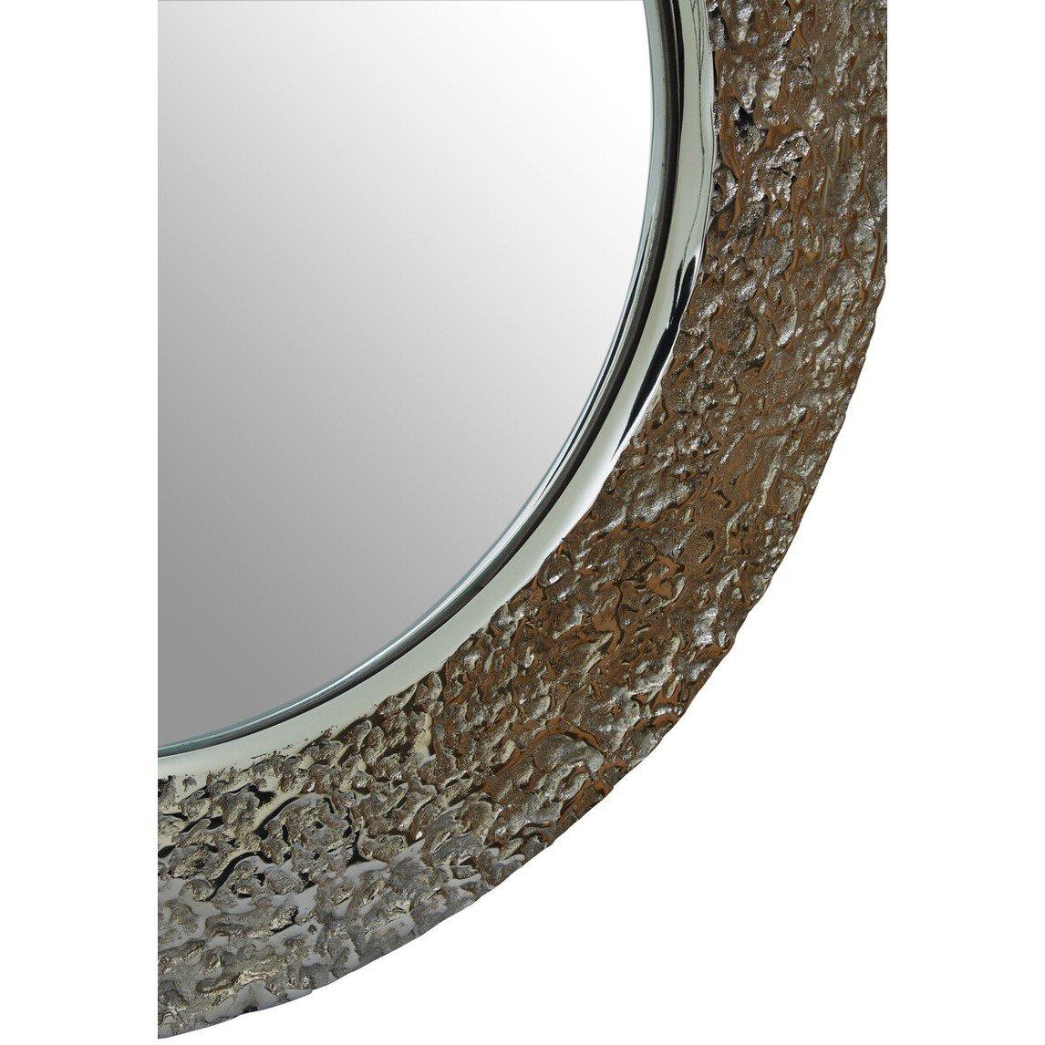 Silver - Fifty Five South - Akola Nickle Finish Round Wall Mirror - 3
