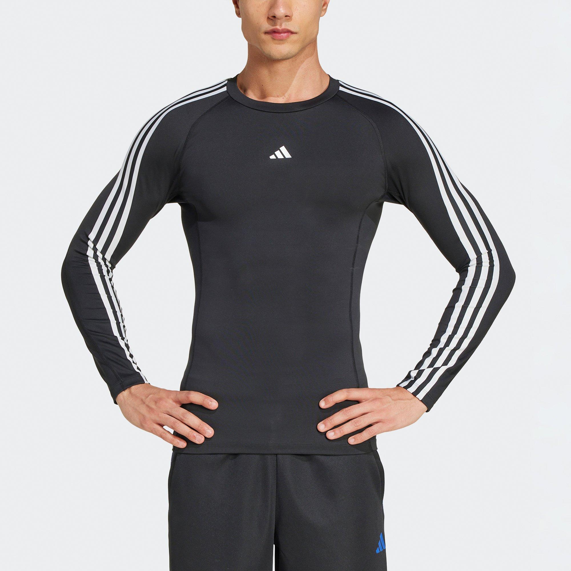 Black - adidas - TECHFIT Compression Training 3 Stripes Mens Base Layer Top - 1