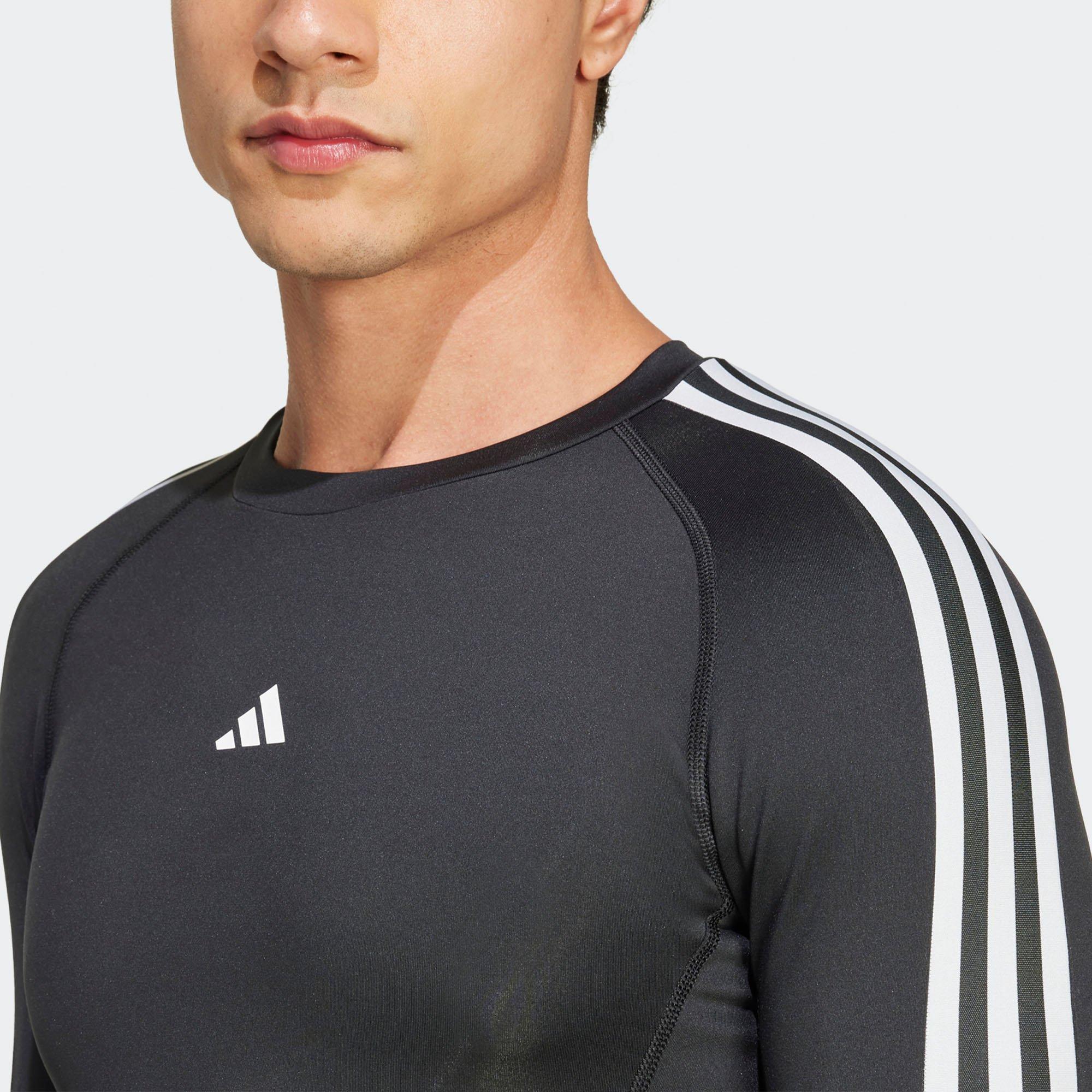 Black - adidas - adidas TECHFIT Compression Training 3 Stripes Mens Base Layer Top - 3