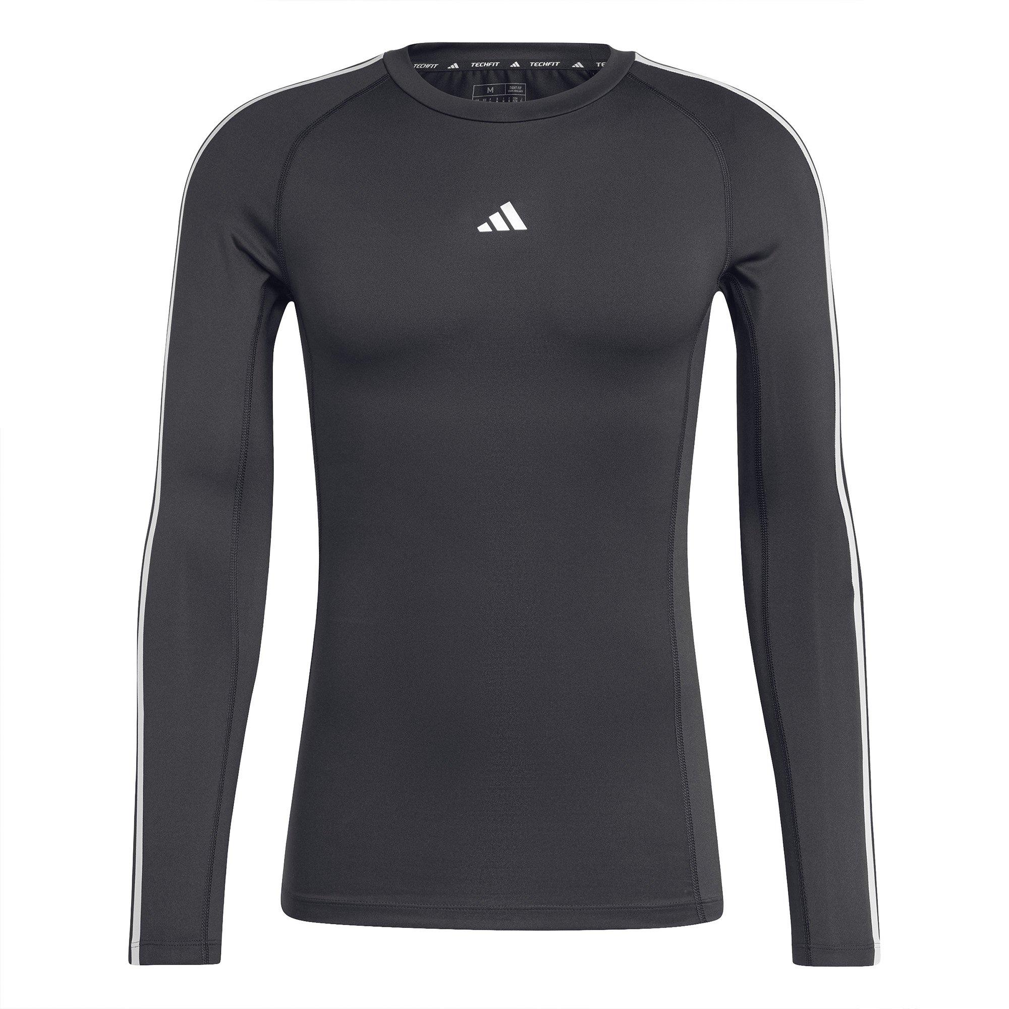 Black - adidas - adidas TECHFIT Compression Training 3 Stripes Mens Base Layer Top - 5