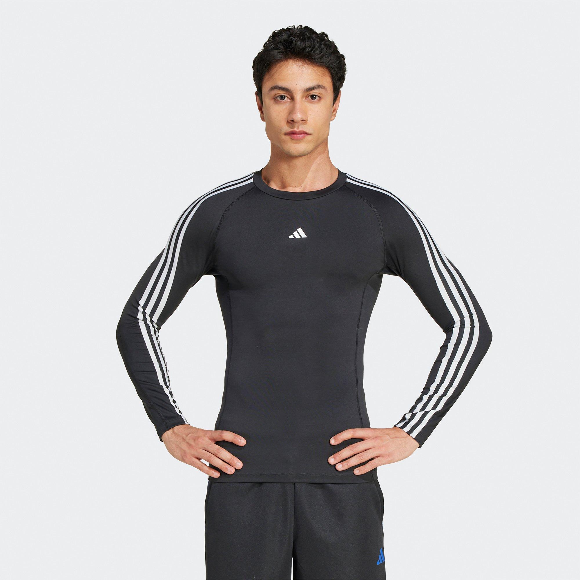 Black - adidas - adidas TECHFIT Compression Training 3 Stripes Mens Base Layer Top - 6