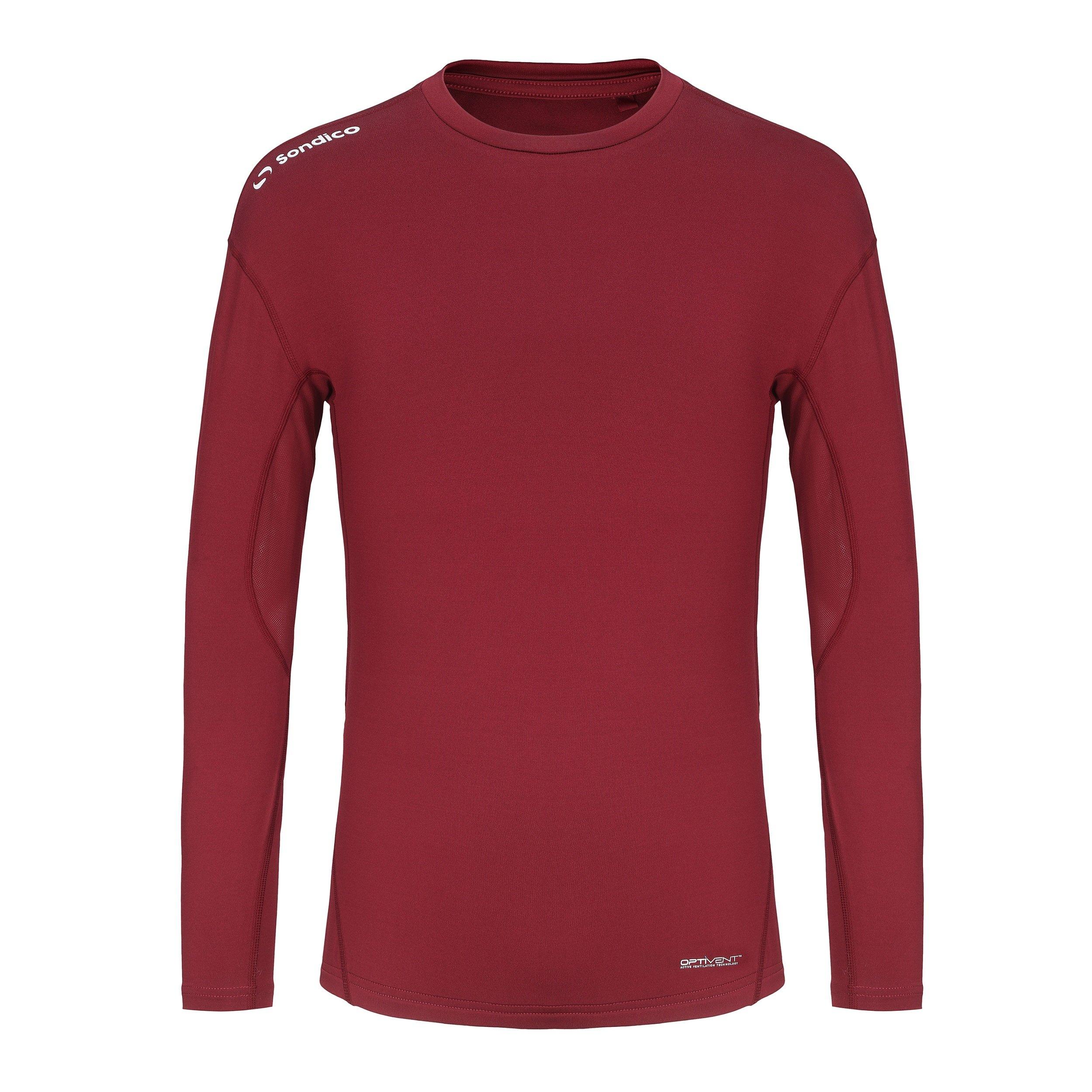 Sondico Men's Core Base Long Sleeve - Burgundy - S